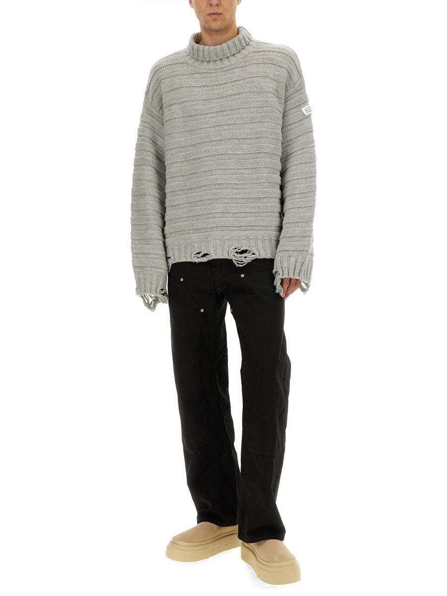 MM6 MAISON MARGIELA Wool Blend Pullover Sweater for Men - FW25 Collection