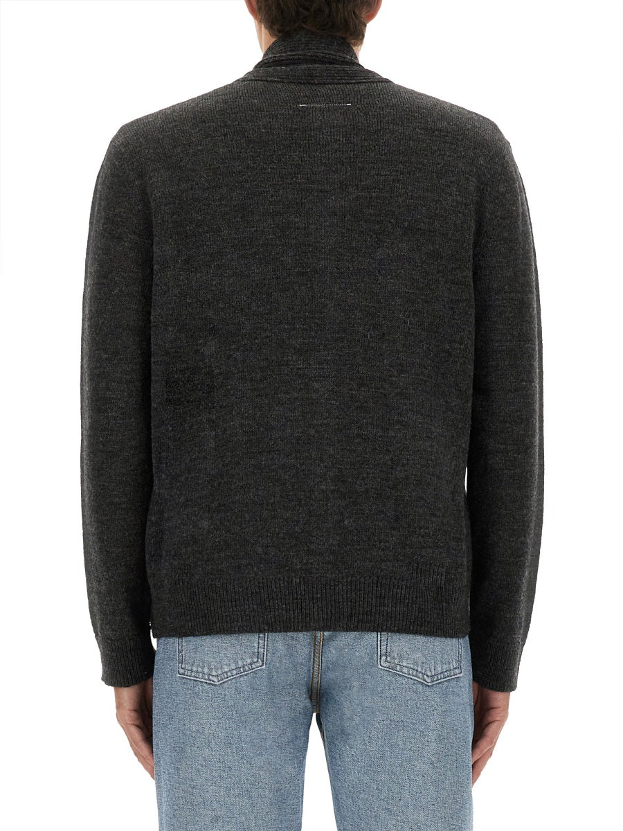 MM6 MAISON MARGIELA Wool-Blend Cardigan with Scarf - FW25