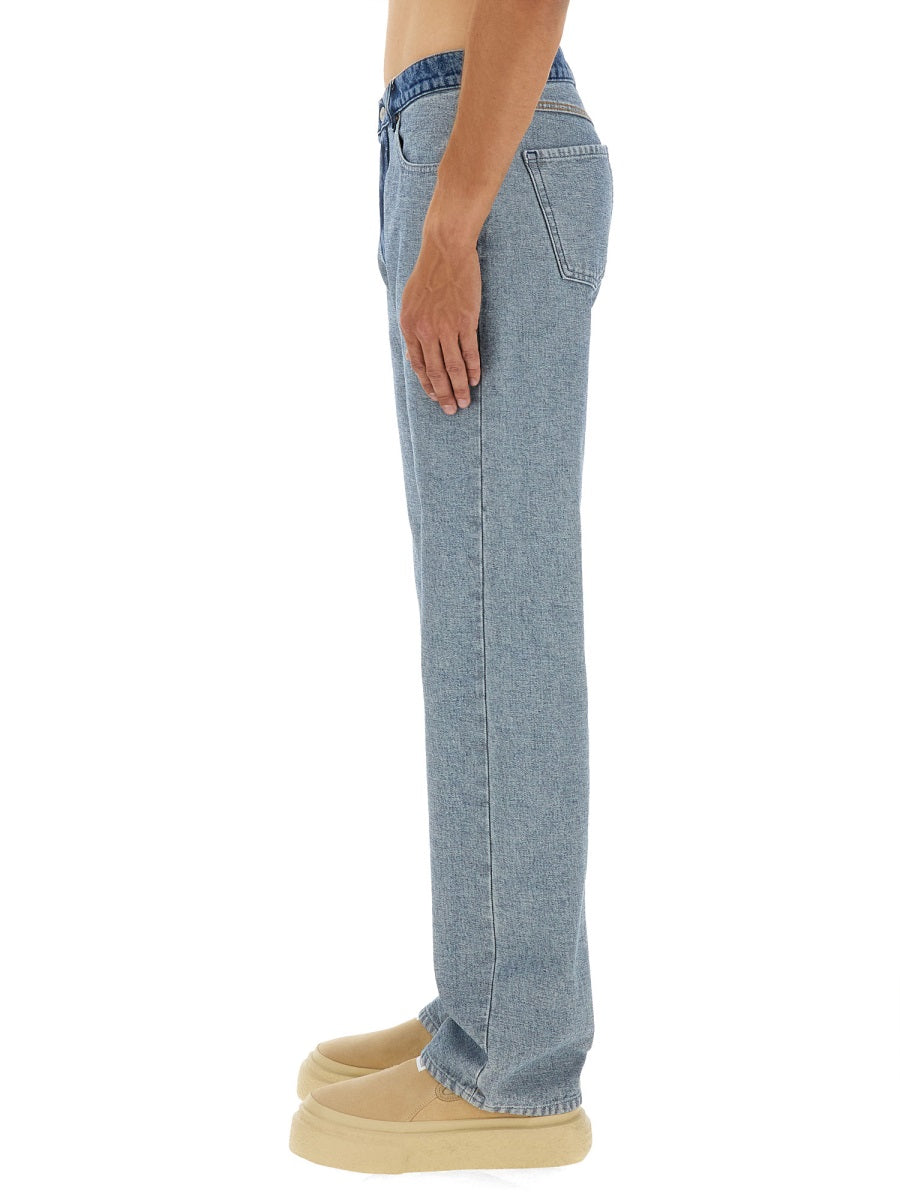 MM6 MAISON MARGIELA Two-Tone Washed Straight Leg Jeans for Men