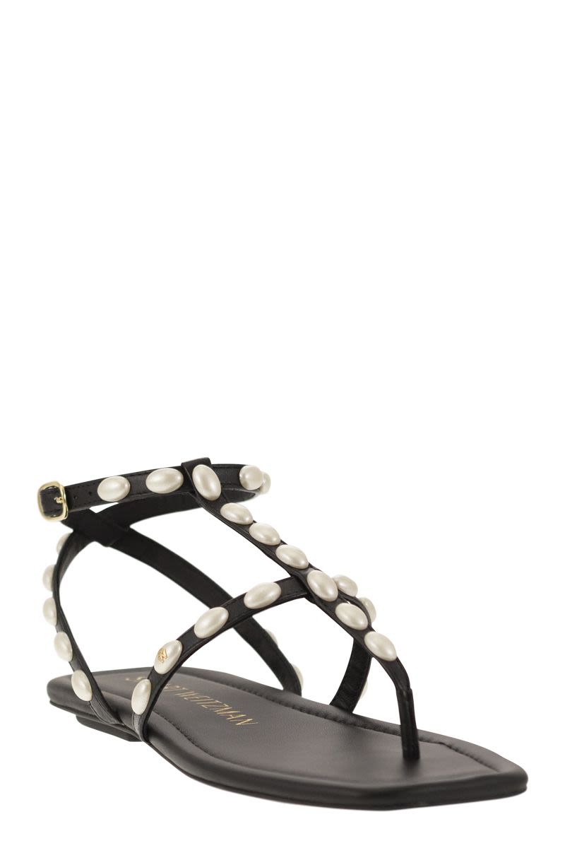 STUART WEITZMAN Elegant Pearlita Thong Sandal with Square Toe