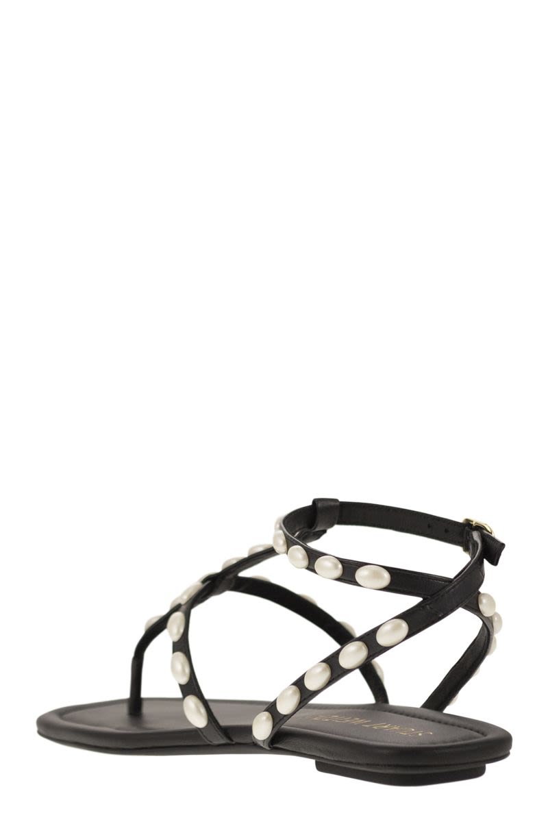 STUART WEITZMAN Elegant Pearlita Thong Sandal with Square Toe