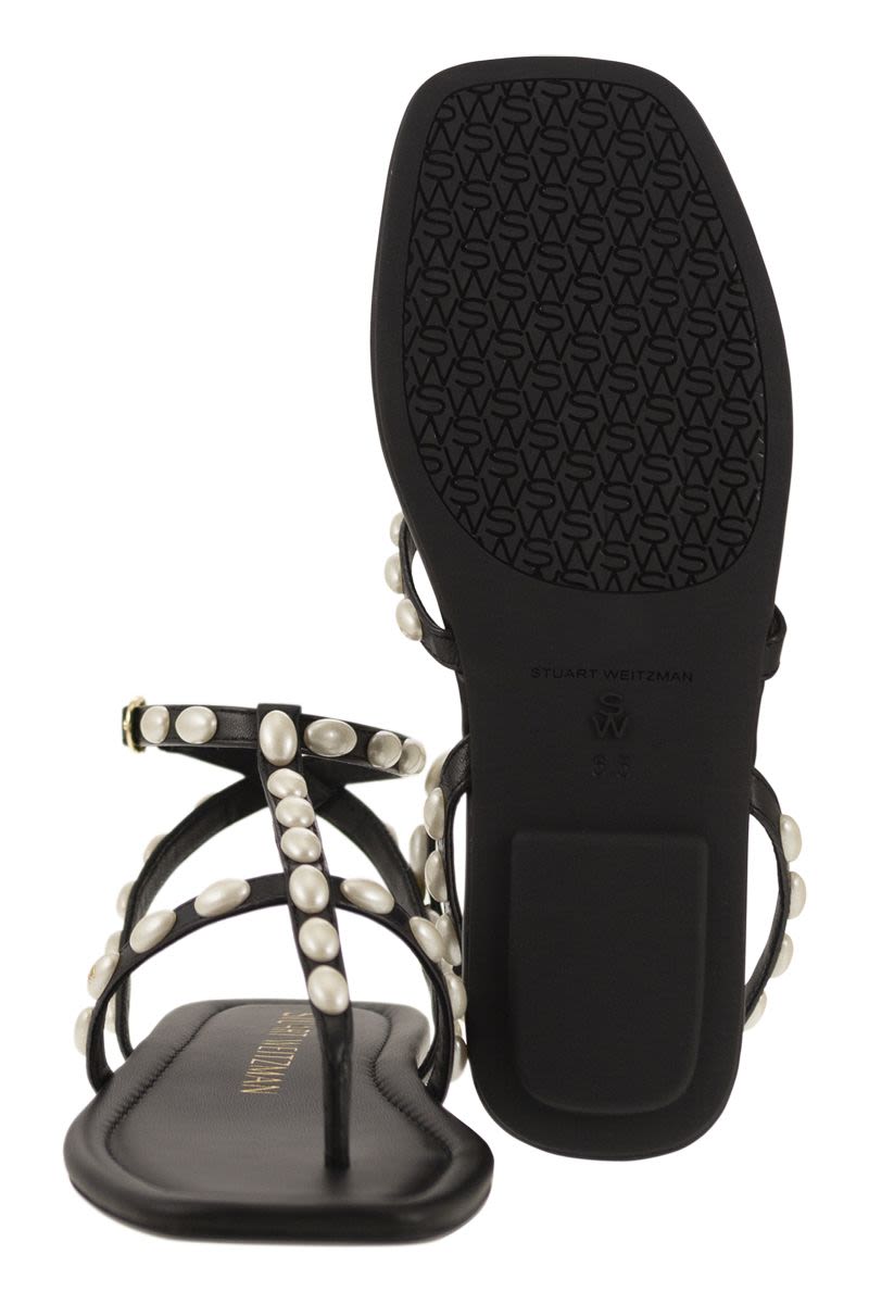 STUART WEITZMAN Elegant Pearlita Thong Sandal with Square Toe