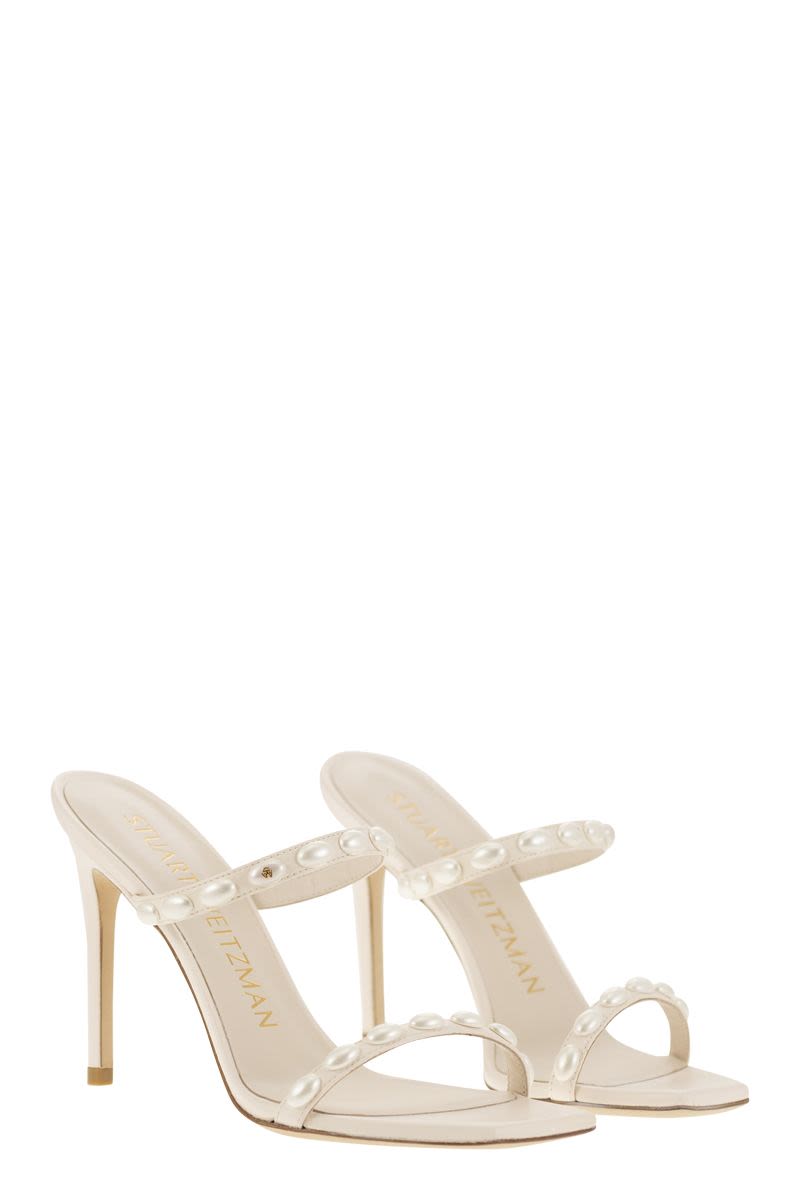 STUART WEITZMAN Elegant Pearlita Mini Sandals - Square Toe