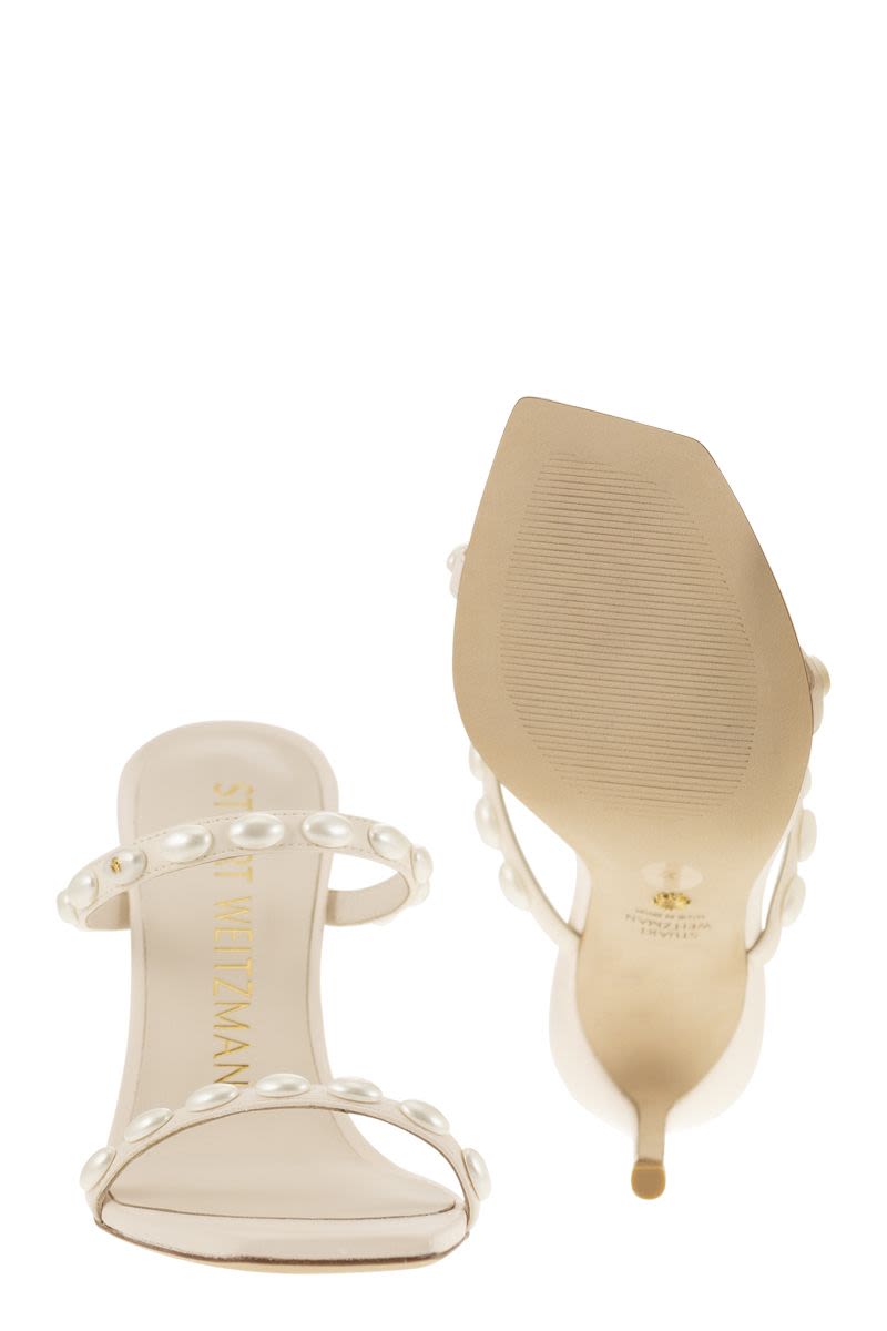 STUART WEITZMAN Elegant Pearlita Mini Sandals - Square Toe