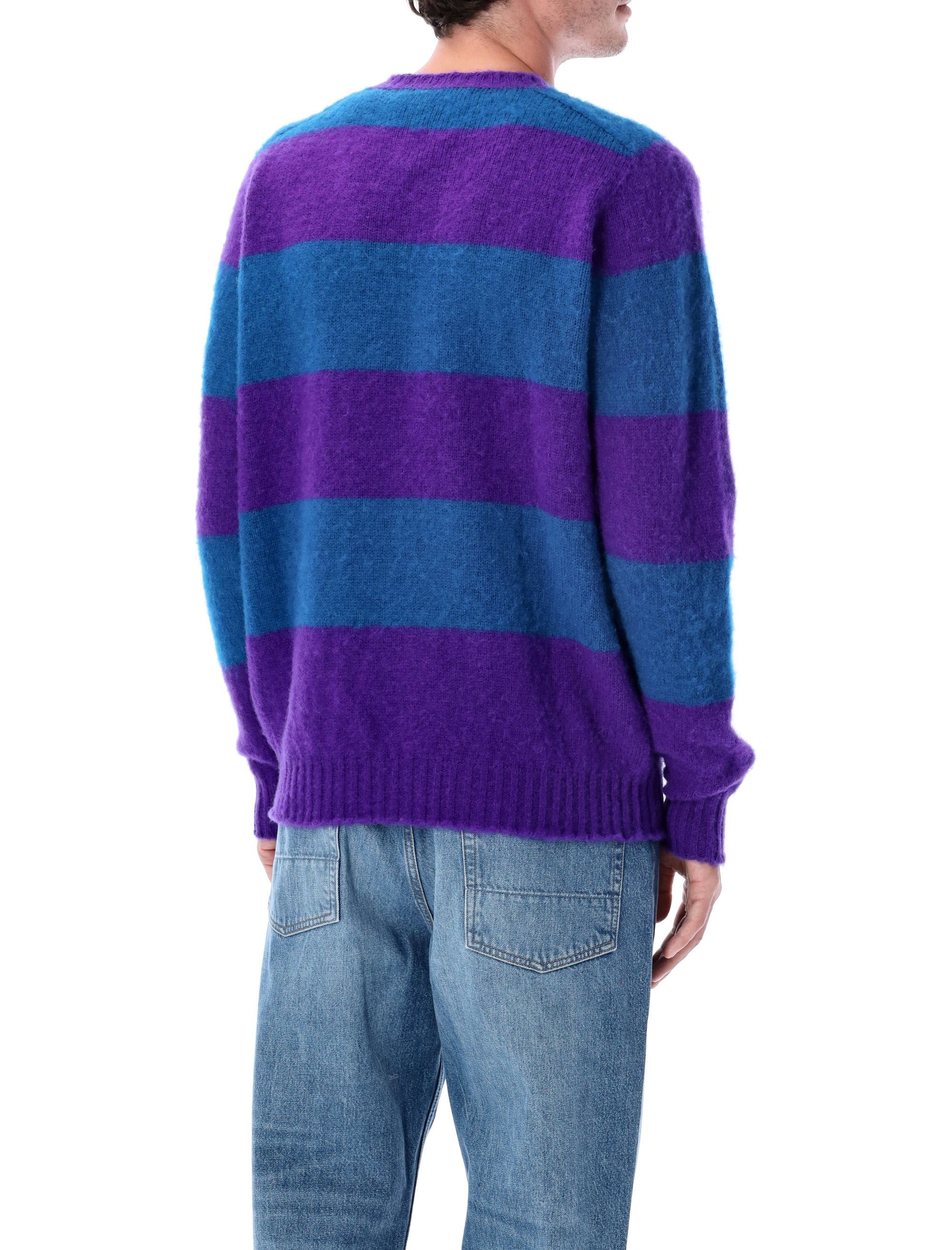 HOWLIN Men's Shaggy Bear Chunky Striped Wool Sweater (Size L)