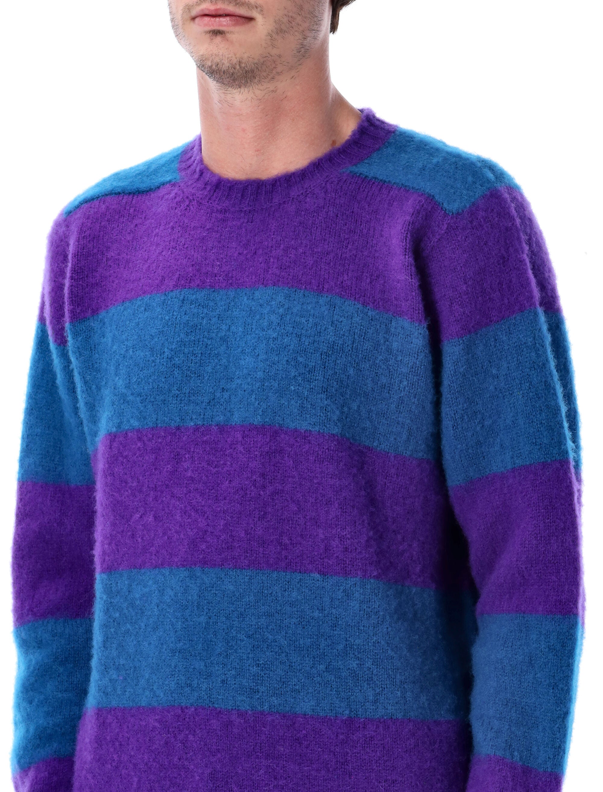 HOWLIN Men's Shaggy Bear Chunky Striped Wool Sweater (Size L)