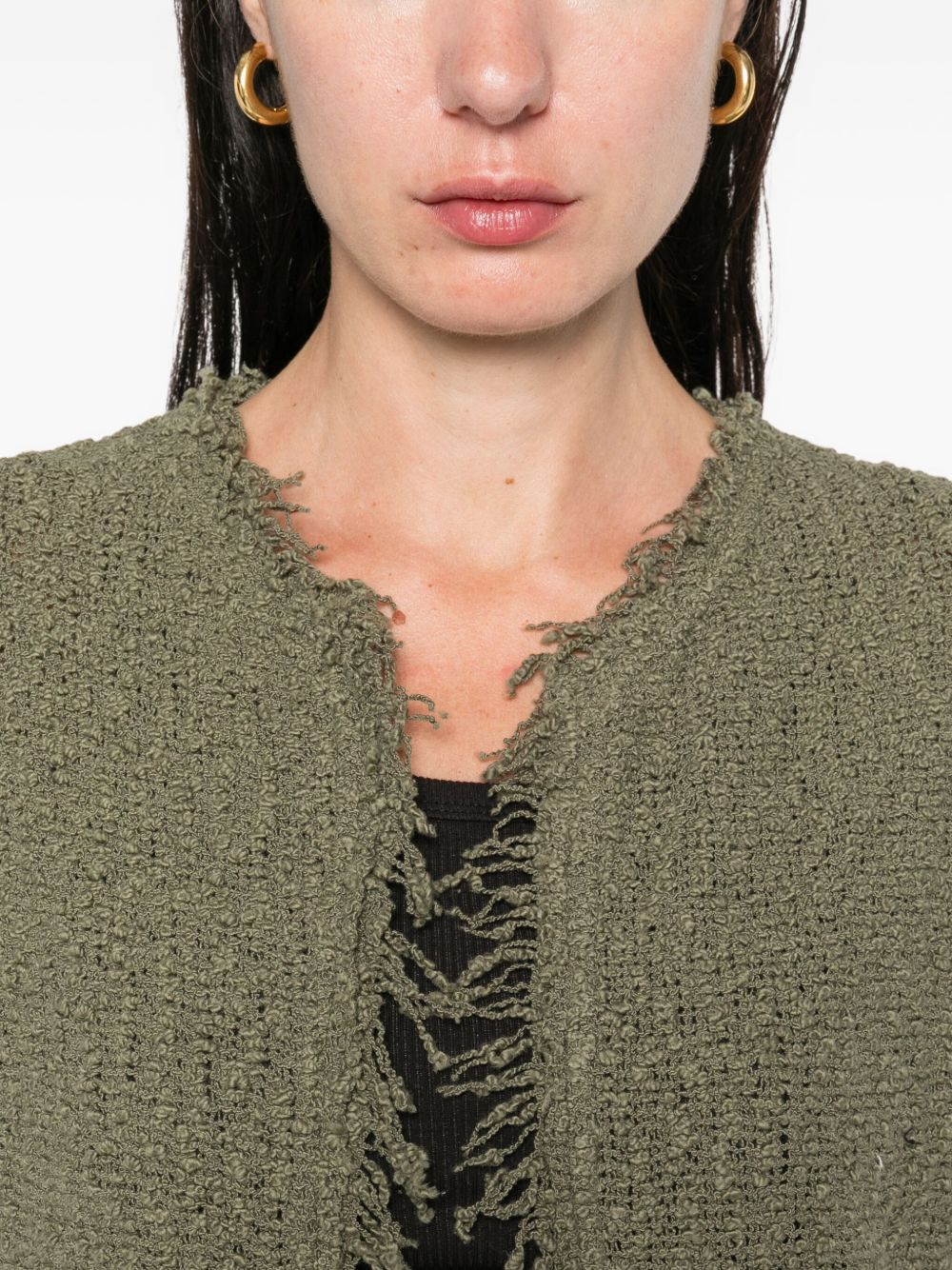 IRO Frayed Edges Tweed Texture Long Sleeve Jacket