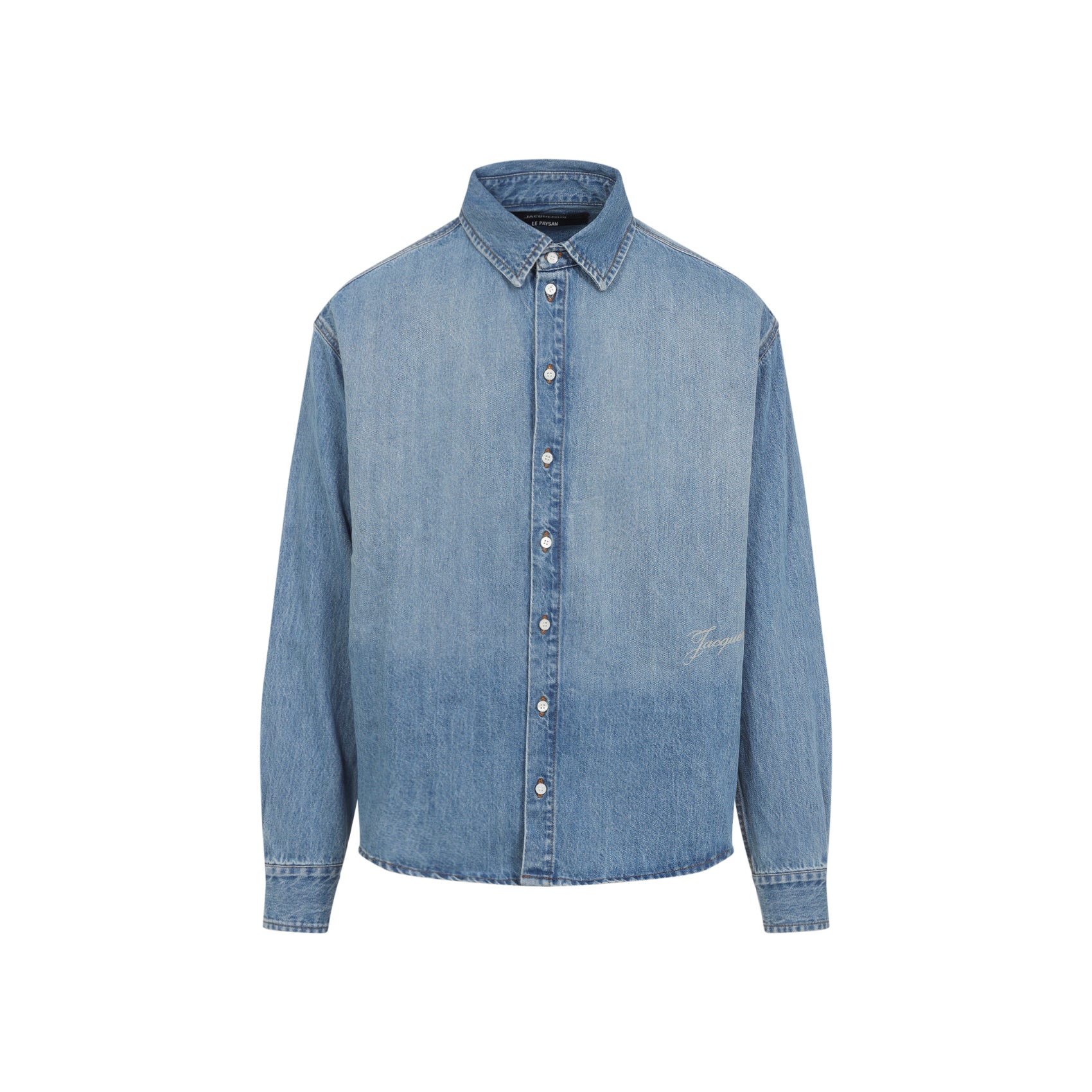 JACQUEMUS Washed Denim Shirt for Men - Regular Fit, Size IT 48