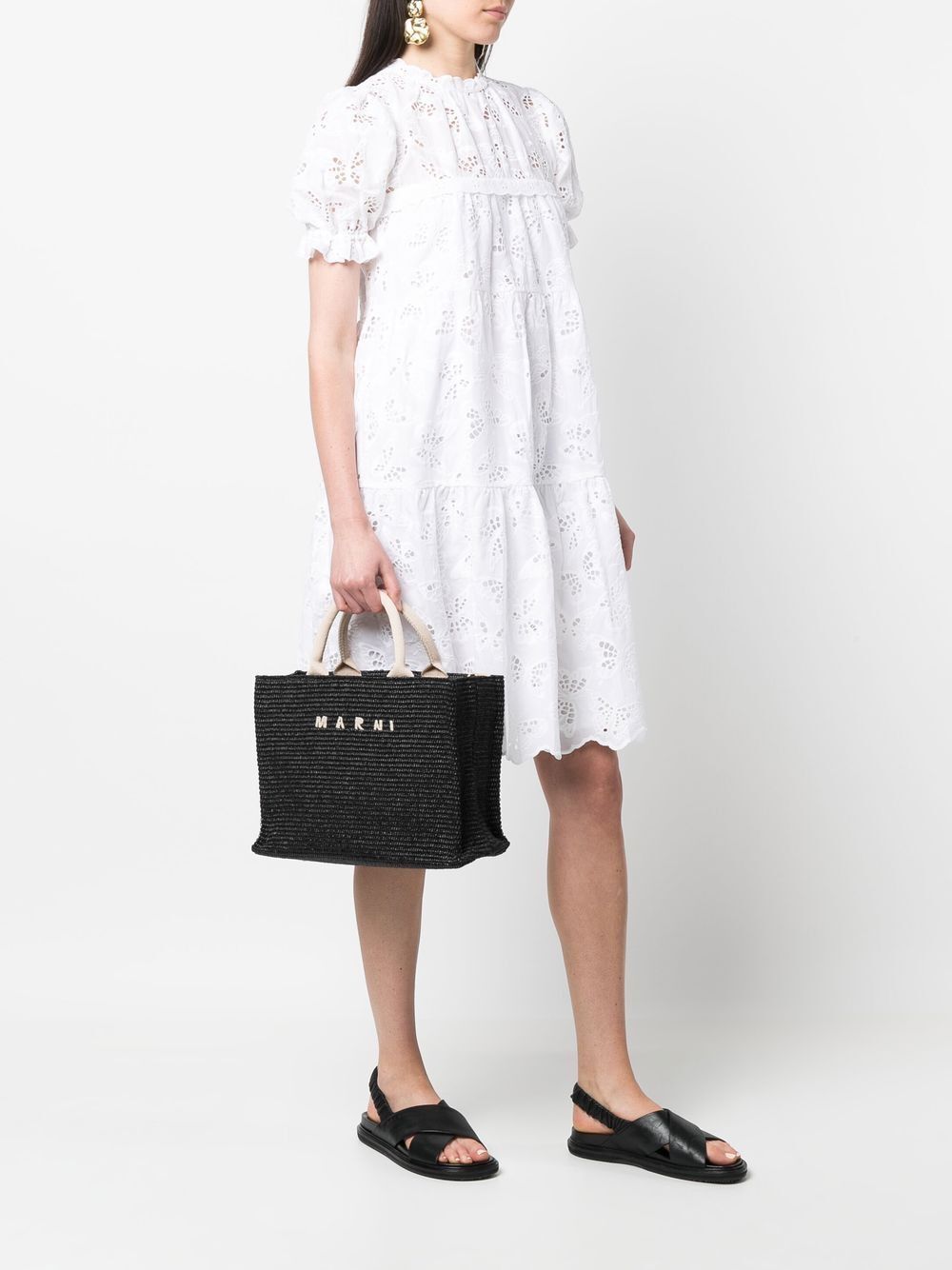 MARNI Mini Raffia-Effect Small Tote Handbag