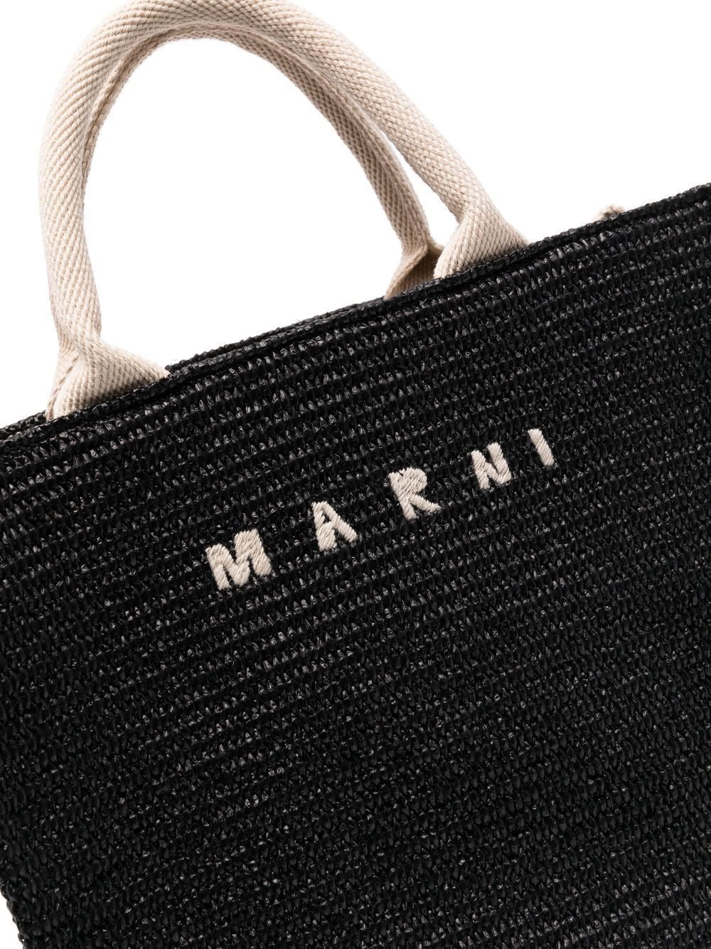 MARNI Mini Raffia-Effect Small Tote Handbag