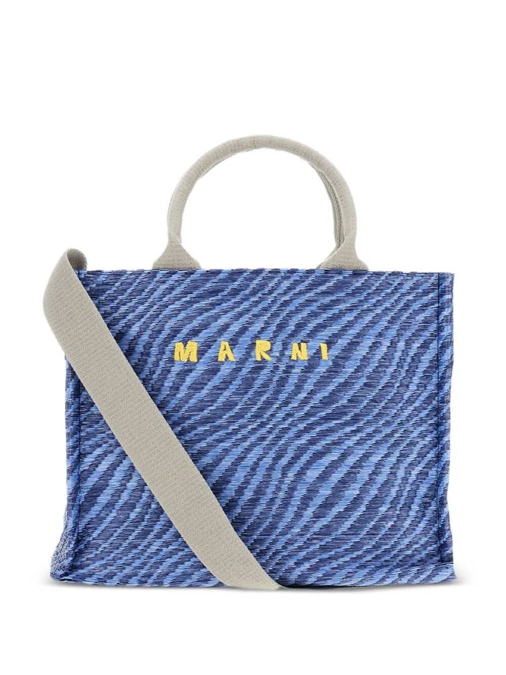 MARNI Mini Wavy Raffia-Effect Small Tote Handbag