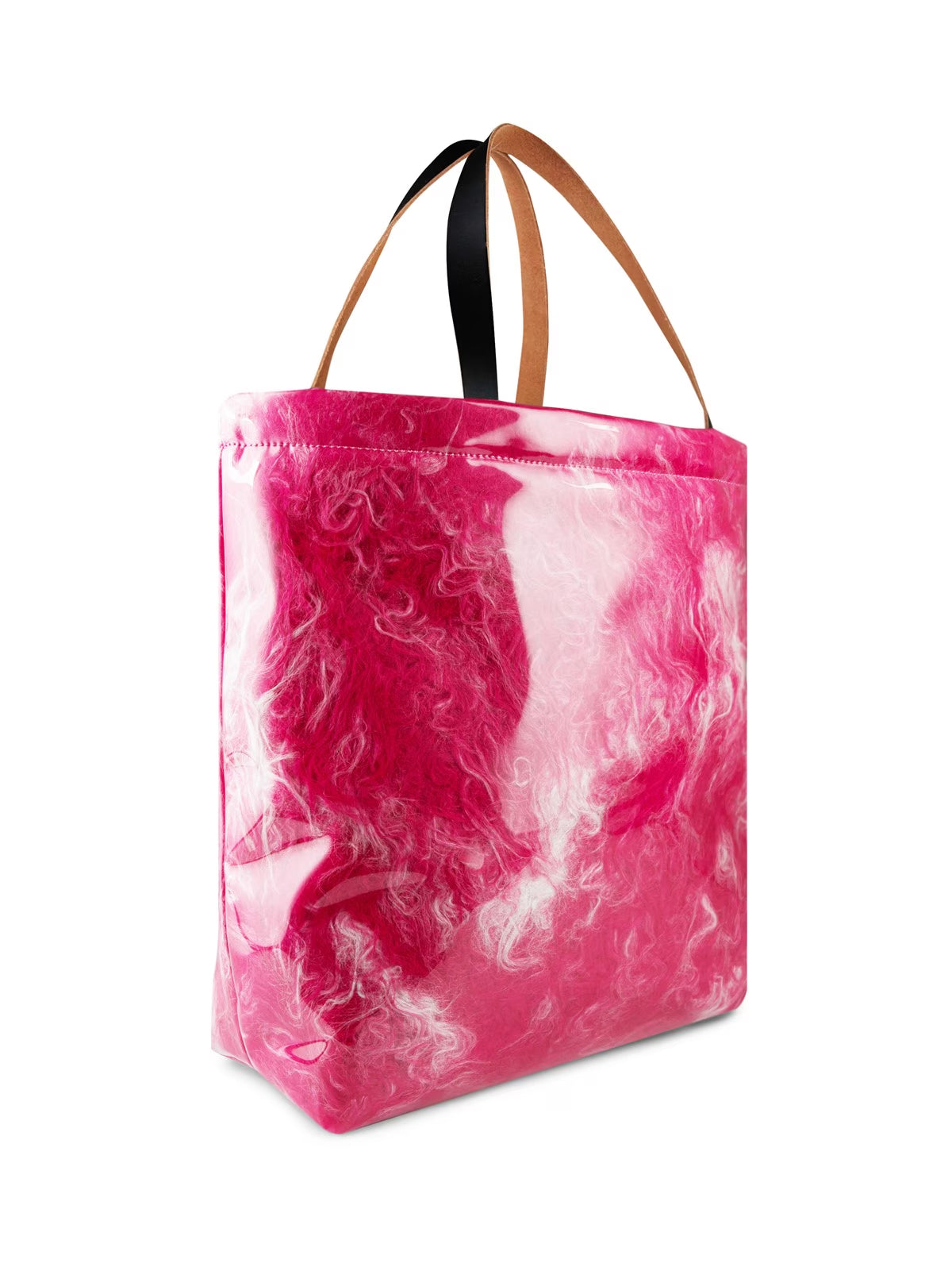 MARNI Logo Patch Covered Shearling Tote Handbag - 45x41x16 CM