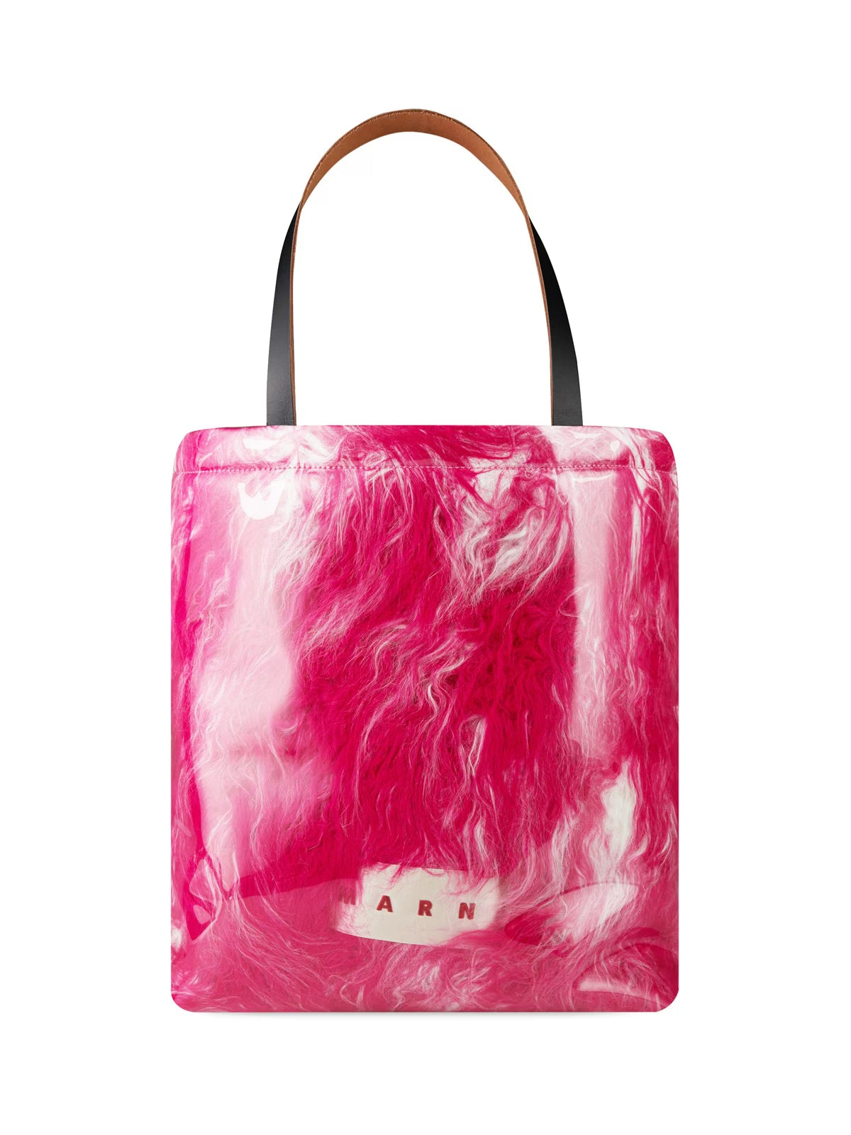 MARNI Logo Patch Covered Shearling Tote Handbag - 45x41x16 CM