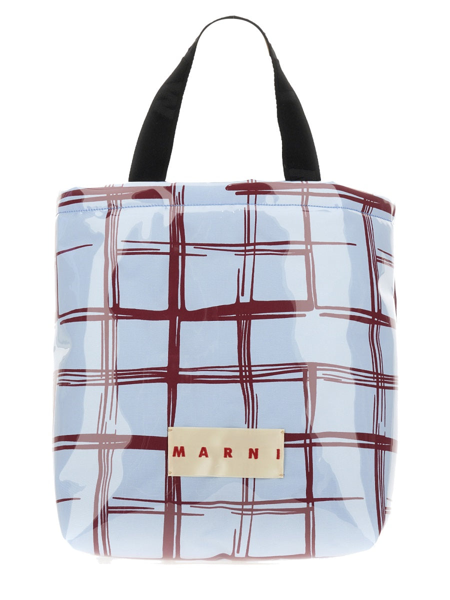 MARNI Coated Canvas Mini Double Top Handle Tote Handbag