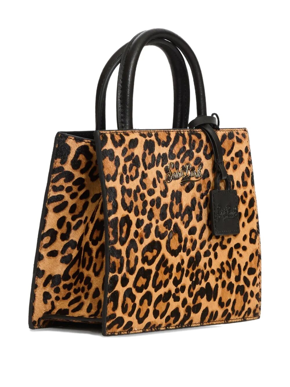 MC2 SAINT BARTH Mini Leopard Brushed Leather Shop Handbag