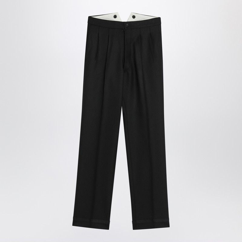 MAISON MARGIELA Herringbone Wool Pleated Trousers for Women