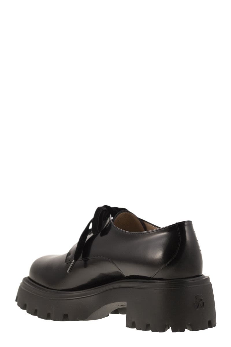 STUART WEITZMAN Derby Dress Shoes with Velvet Lace-Up Front - Heel Height: 5.5 cm