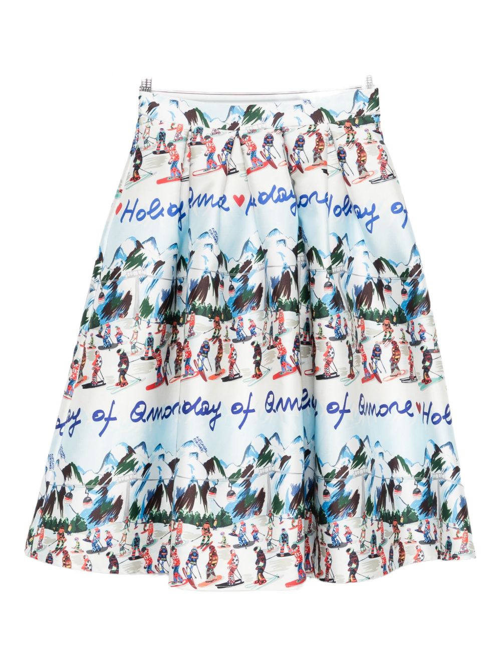 ALESSANDRO ENRIQUEZ Printed Midi Skirt with Pleat Detailing
