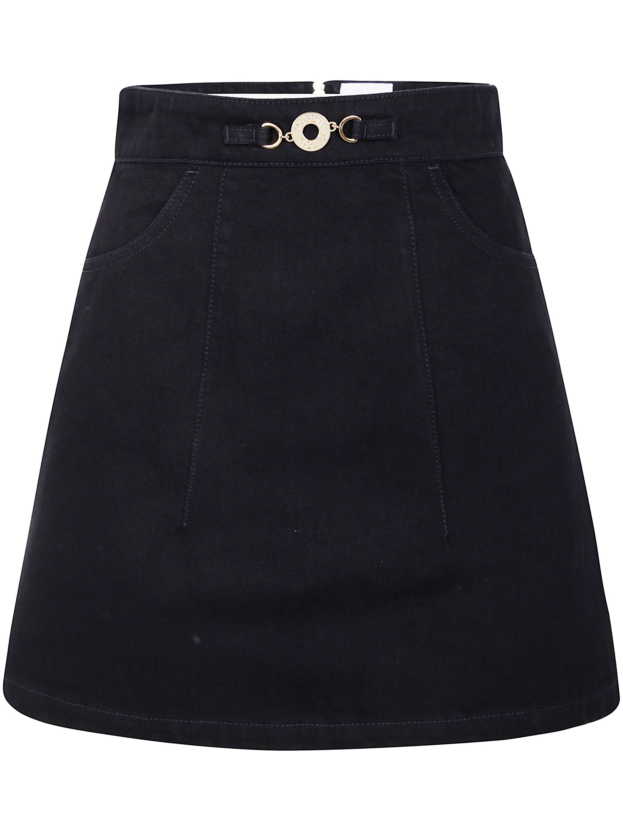 PATOU Organic Cotton Denim A-Line Mini Skirt