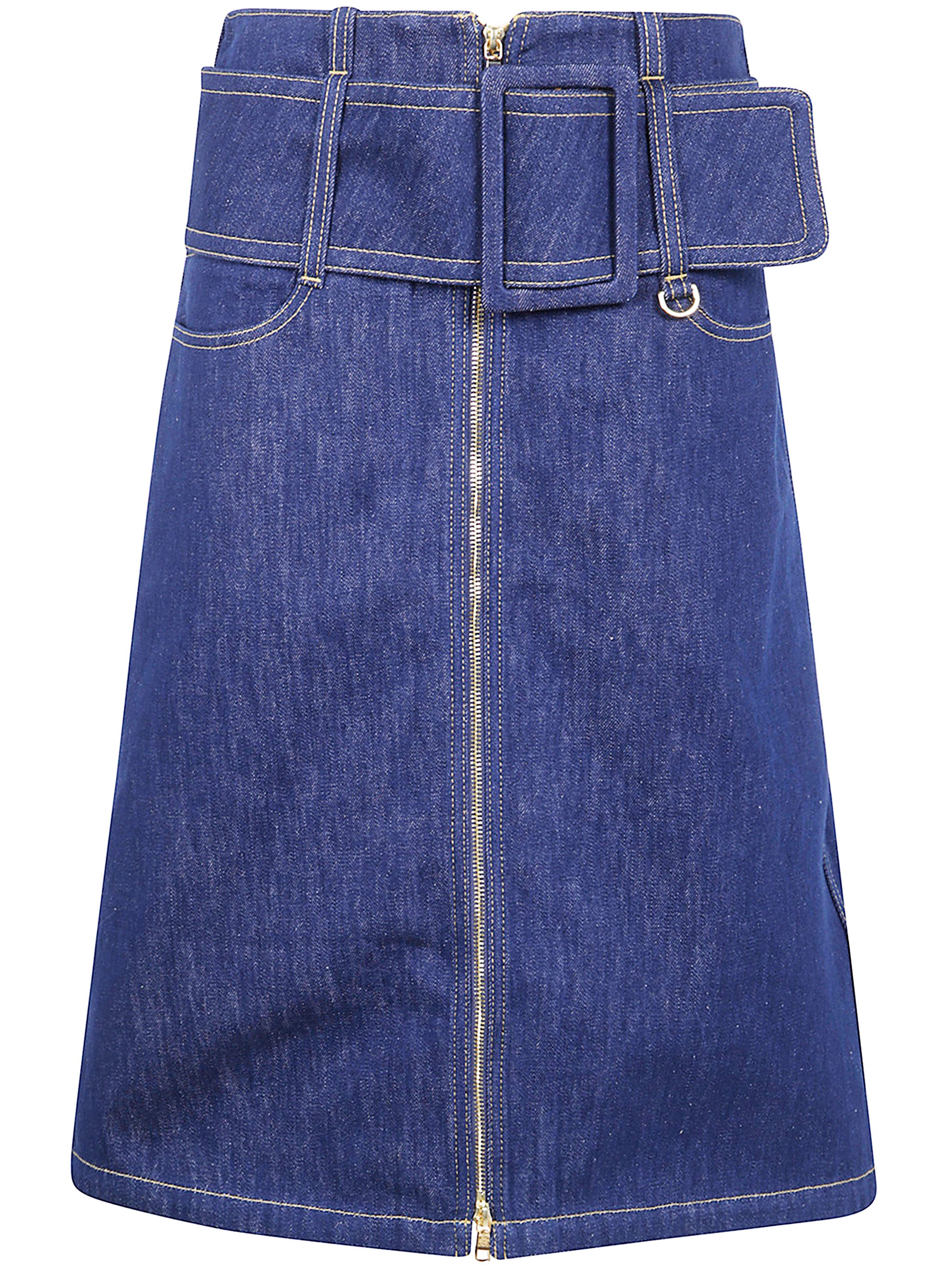 PATOU Zipped Midi Belted Skirt