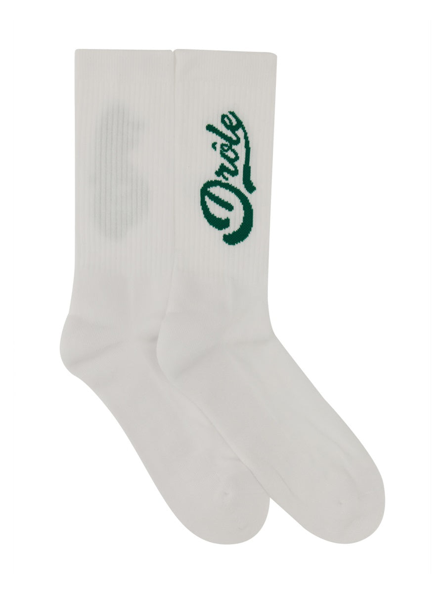 DRÔLE DE MONSIEUR Contrast Logo Rib Knit Socks for Men