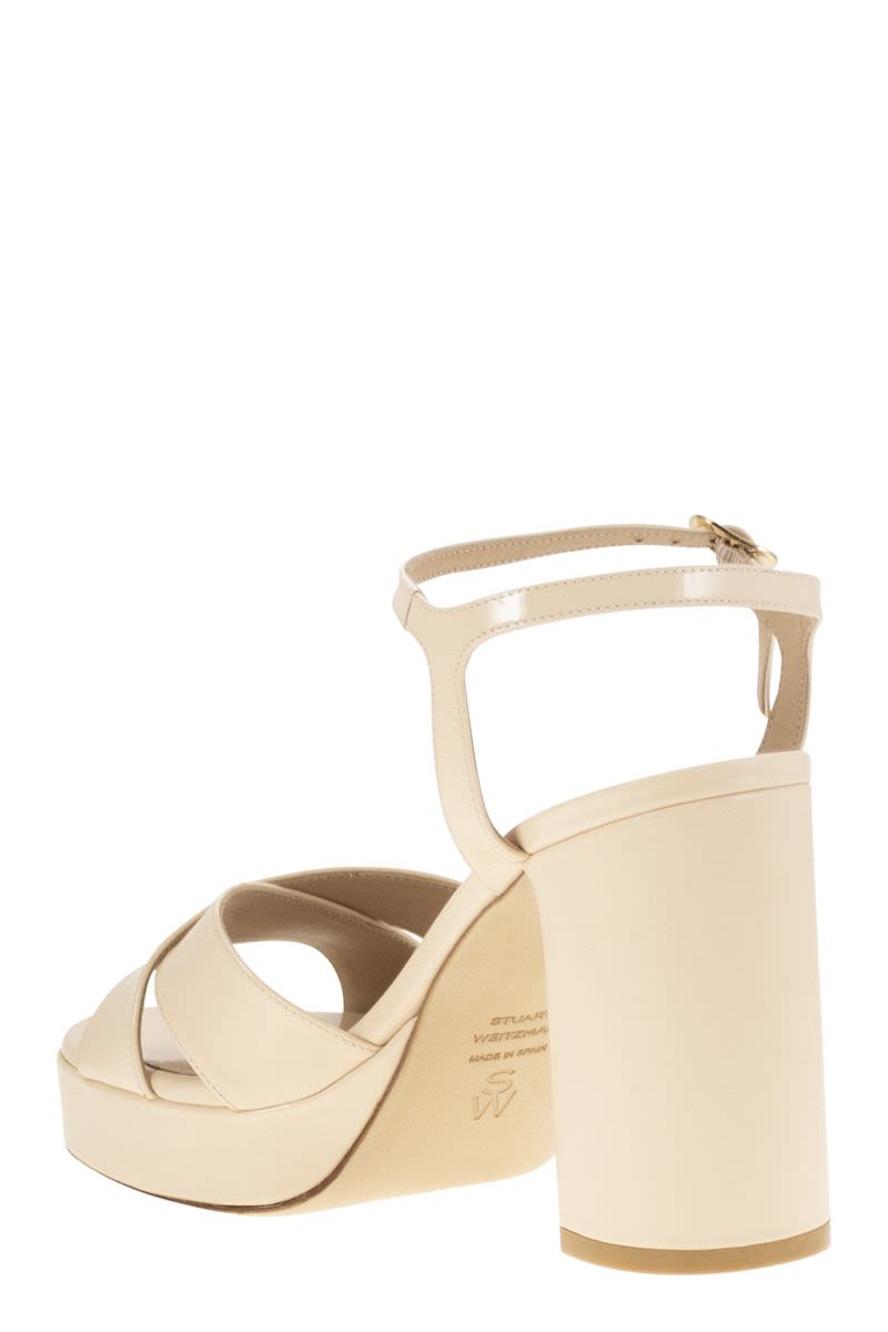 STUART WEITZMAN Dayna Leather Platform Sandal - 110mm Block Heel