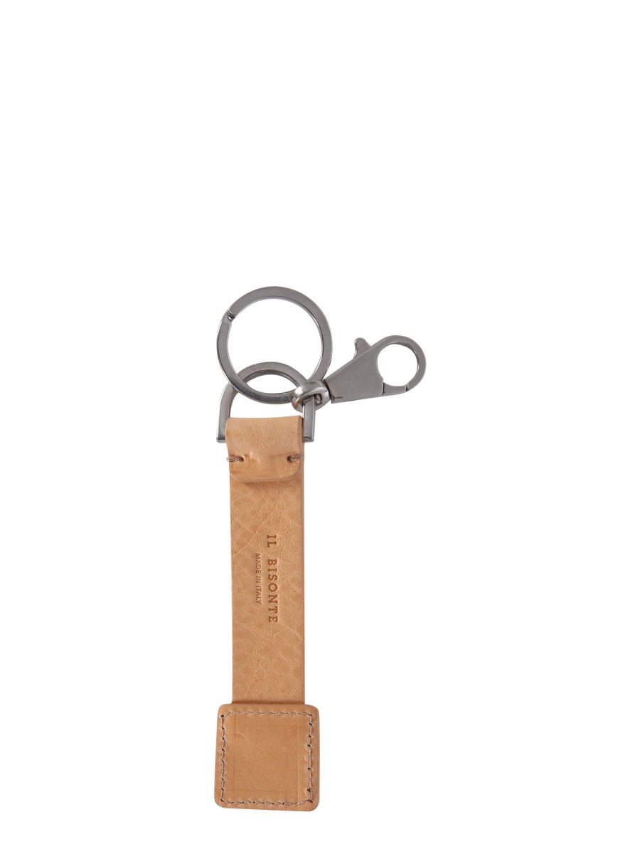 IL BISONTE Premium Leather Key Ring with Metal Hook