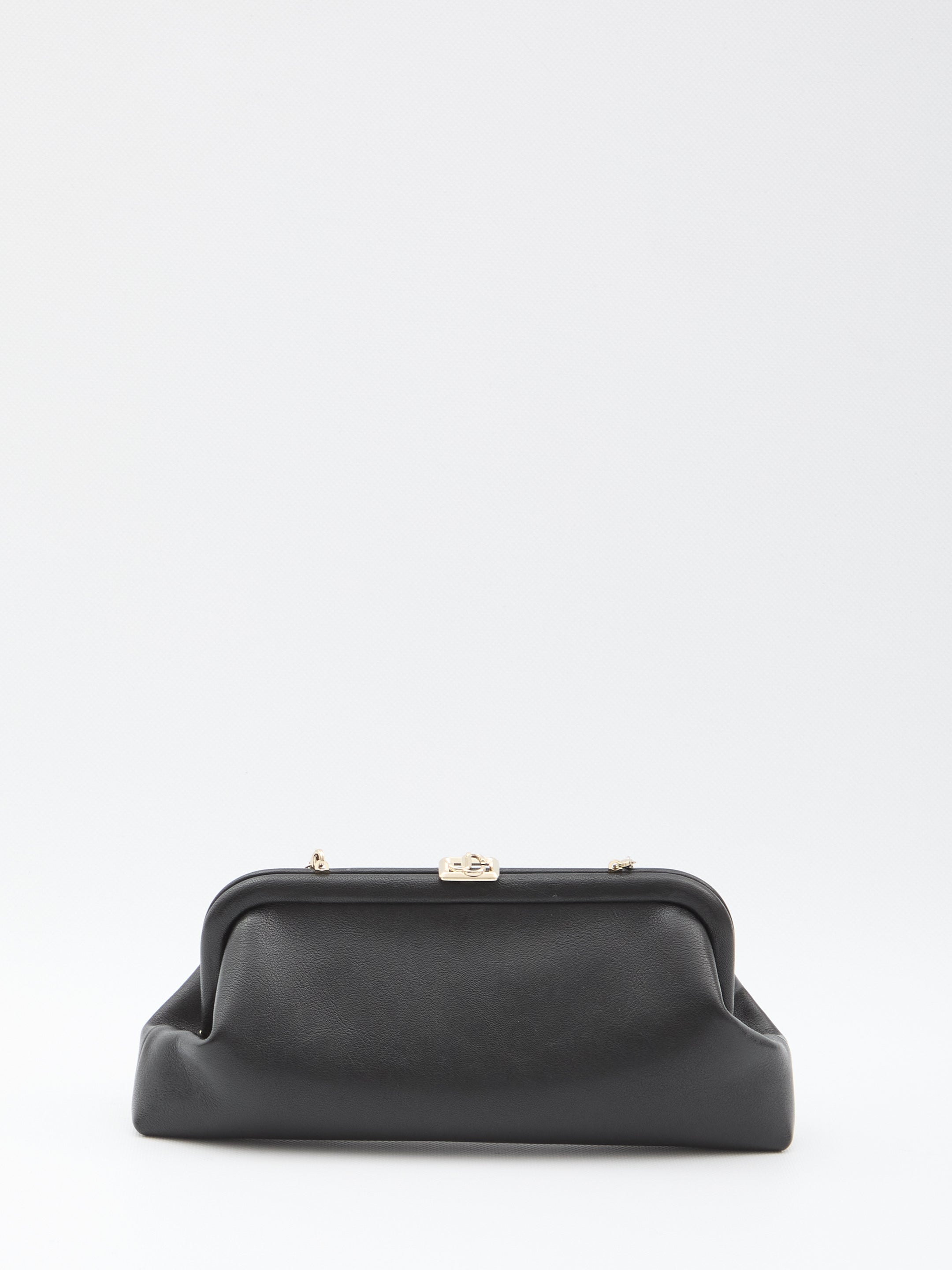 JIMMY CHOO Mini Vintage-Inspired Leather Clutch with Chain Strap - 18.5 x 13 x 6 cm