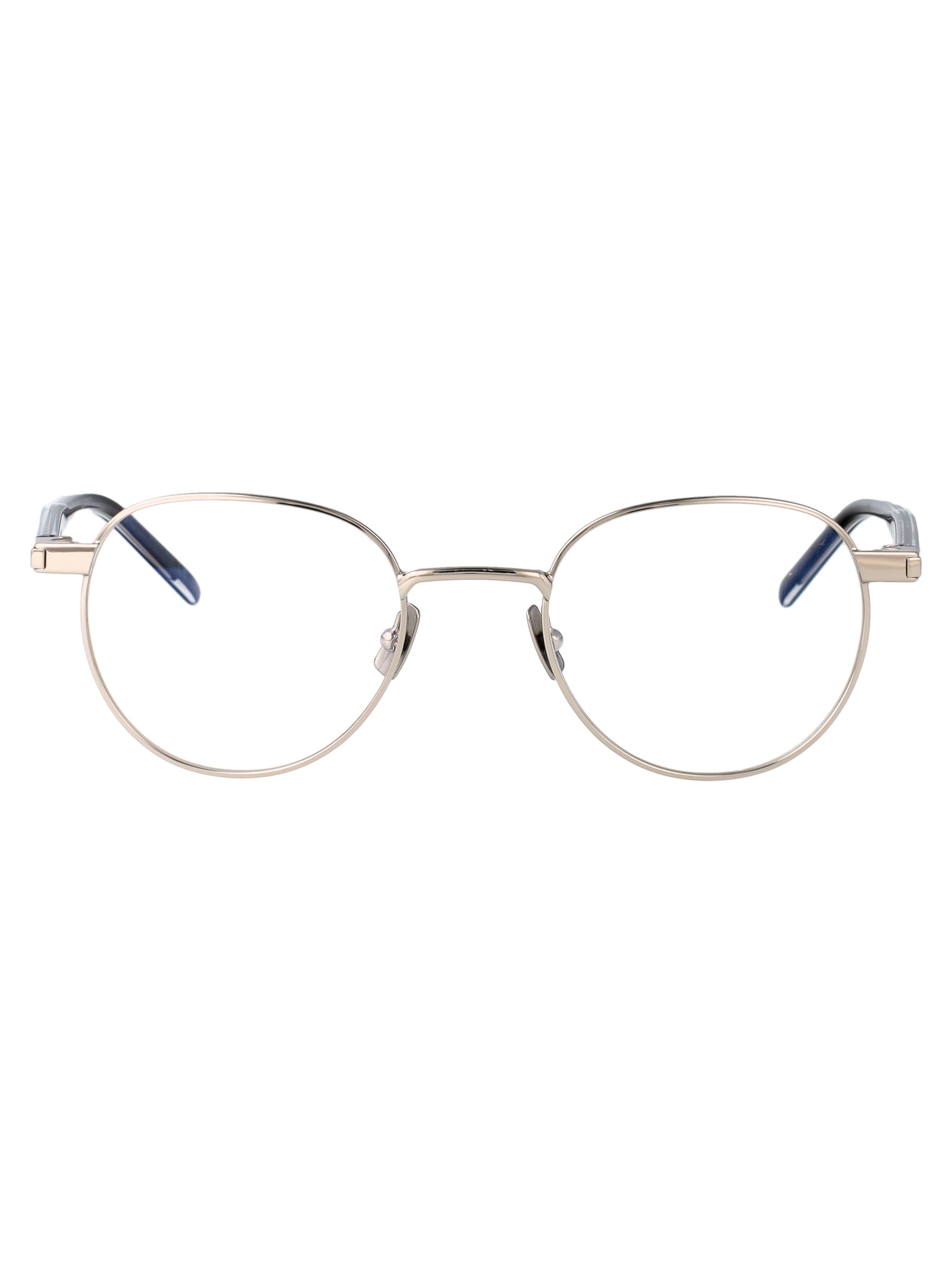 SAINT LAURENT Unisex Silver-Crystal Transparent Metal Optical Glasses