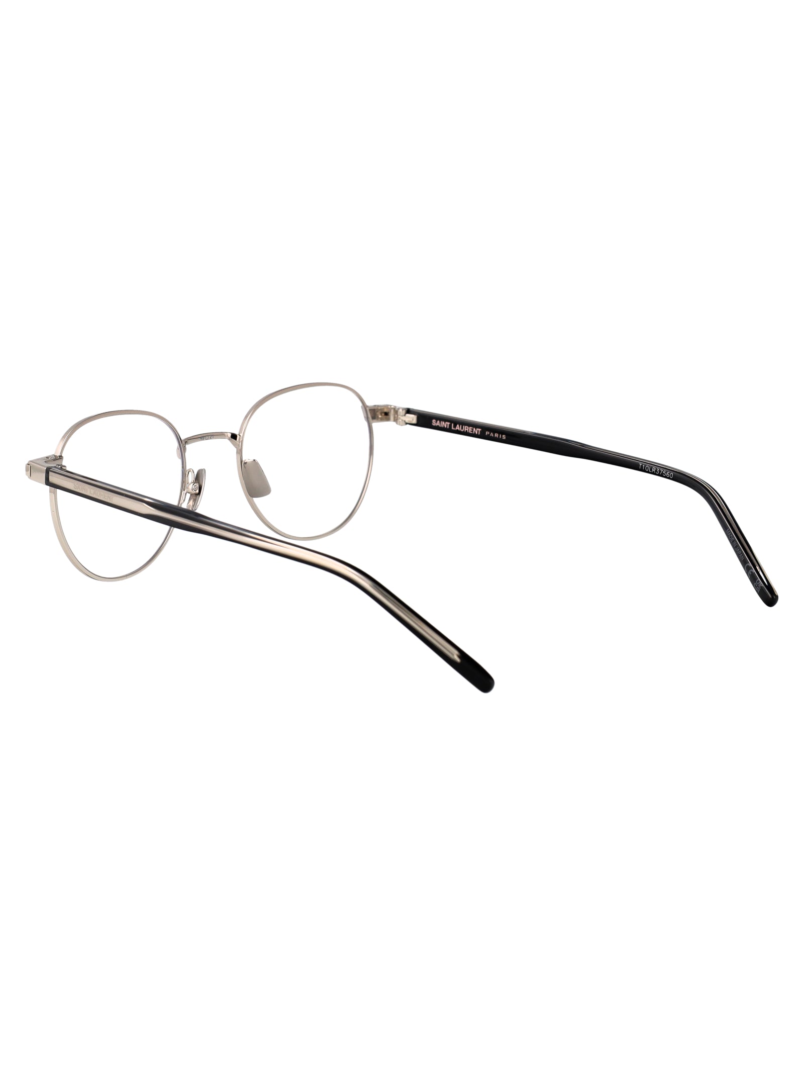 SAINT LAURENT Unisex Silver-Crystal Transparent Metal Optical Glasses