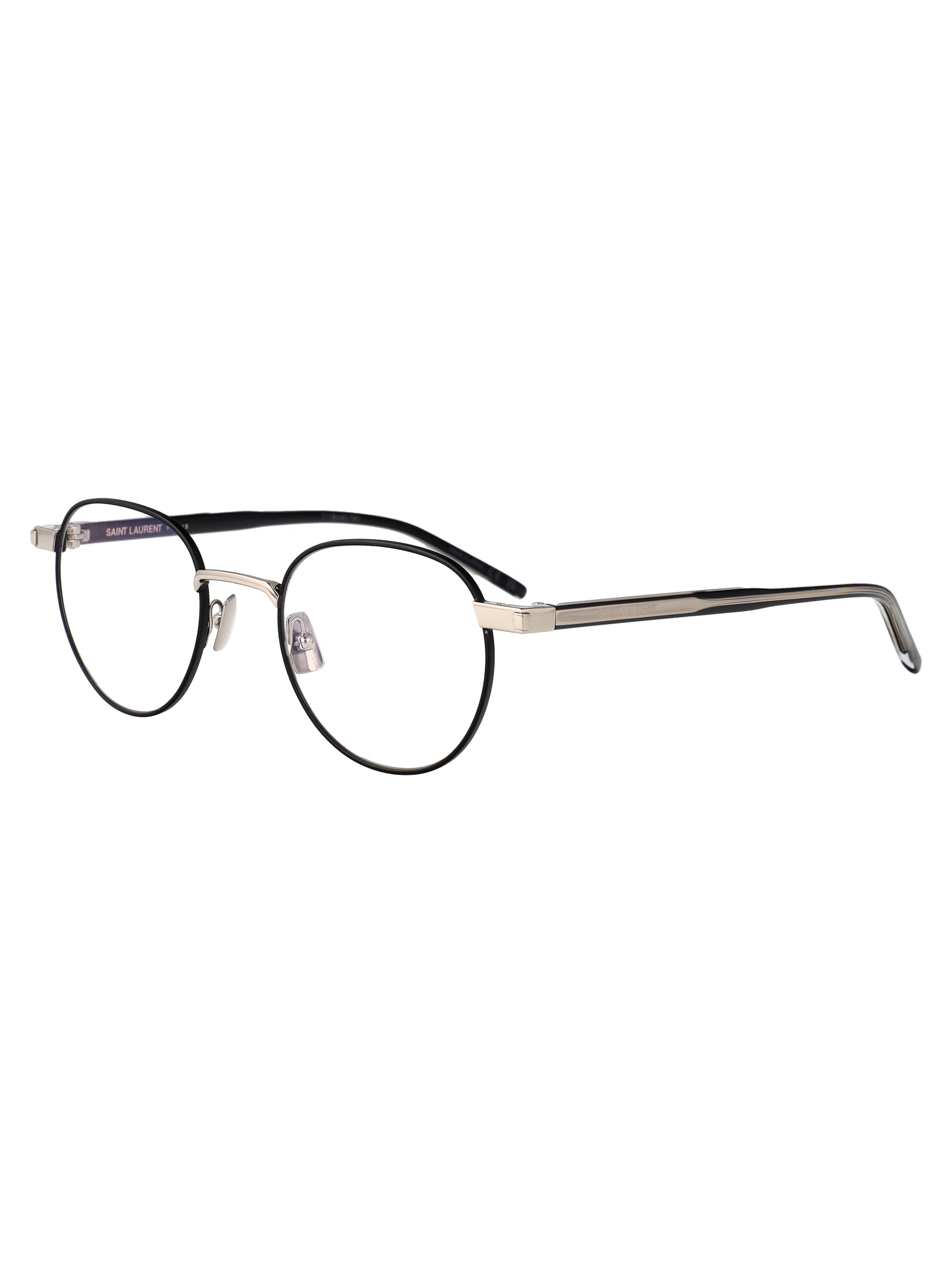 SAINT LAURENT Unisex Silver Crystal Transparent Mini Optical Glasses