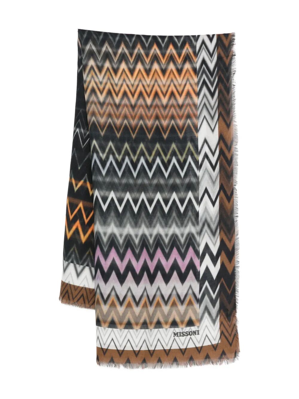 MISSONI Zig-Zag Pattern Fringed Scarf 140x140 cm