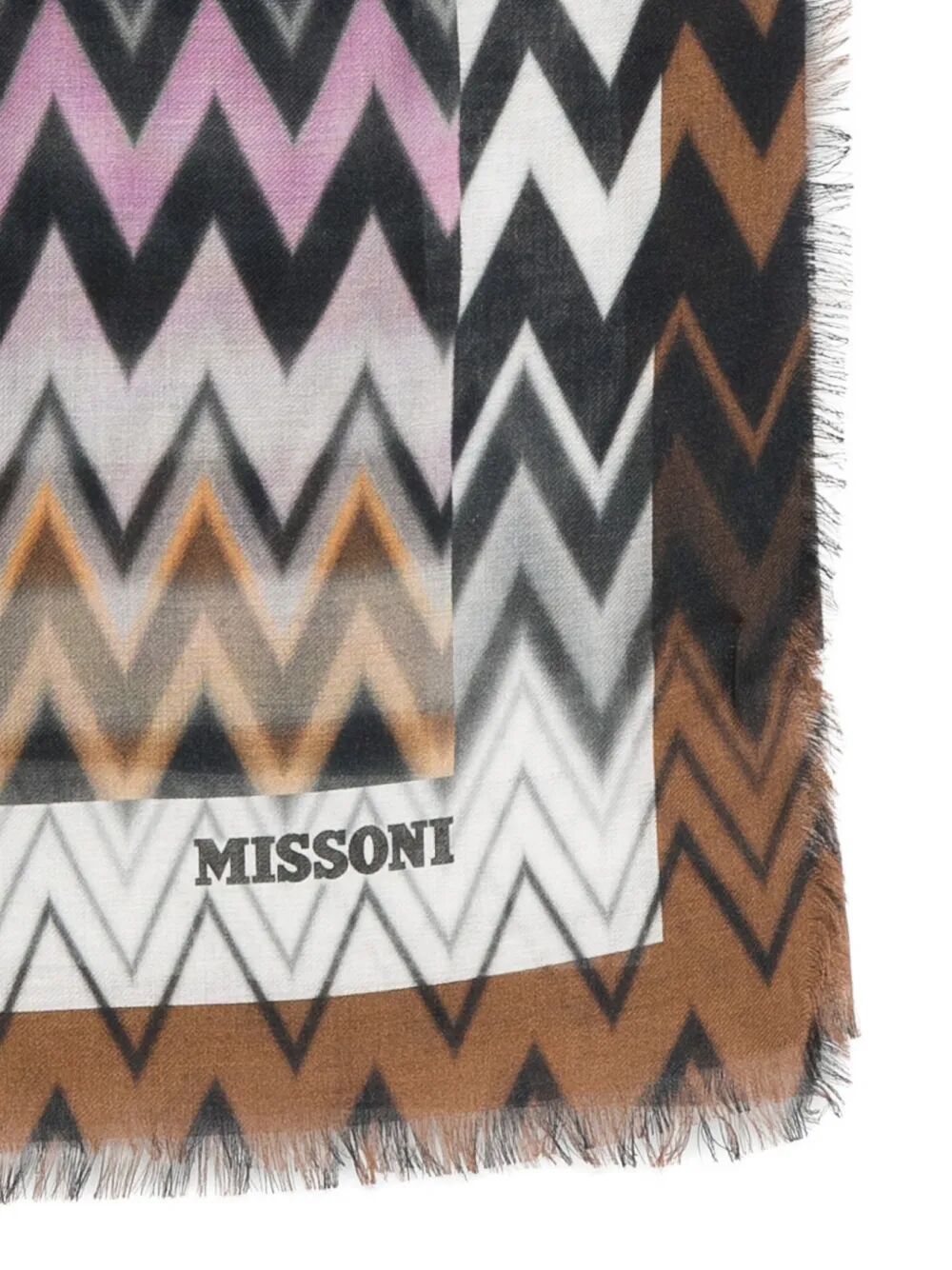 MISSONI Zig-Zag Pattern Fringed Scarf 140x140 cm