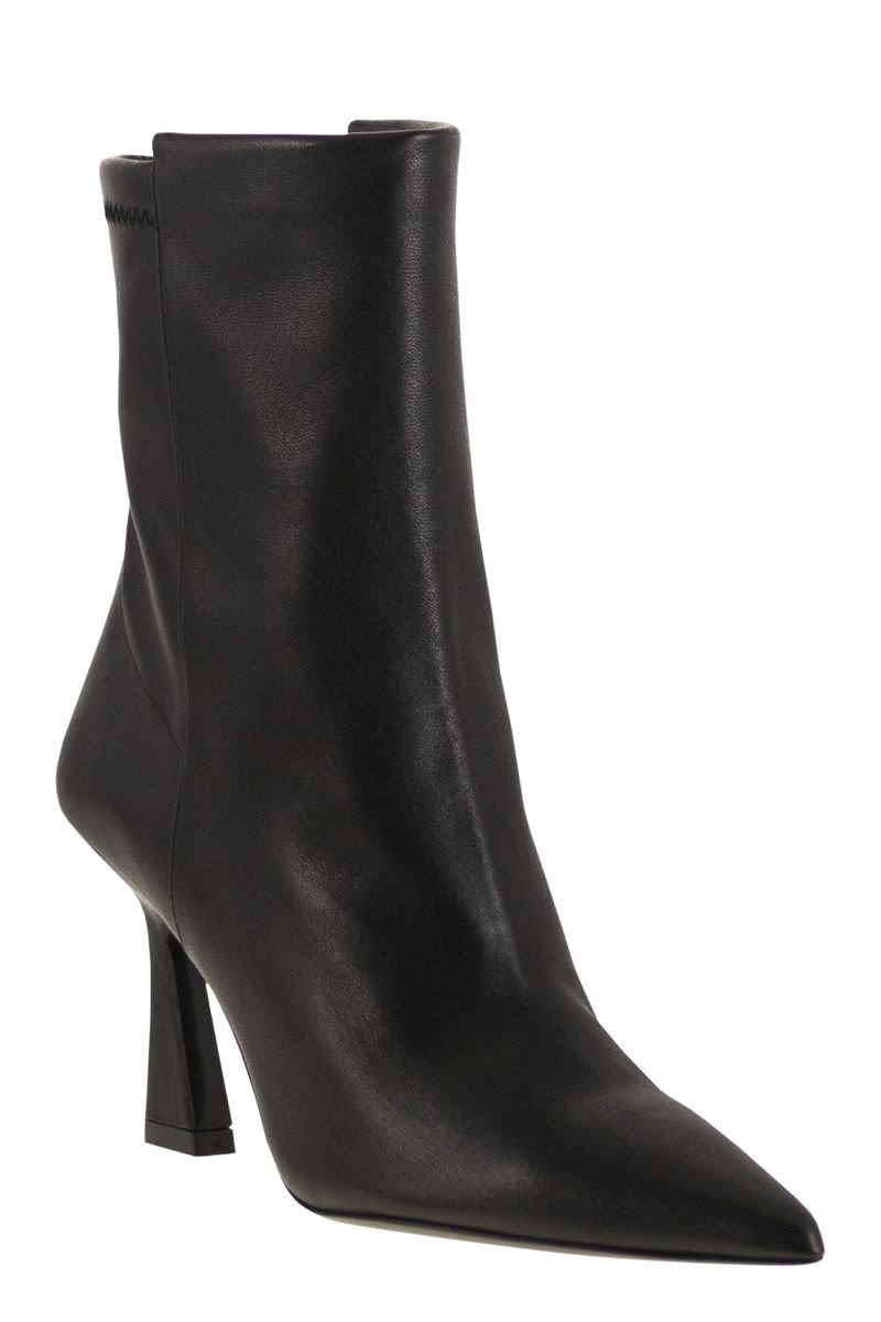 STUART WEITZMAN Elegant Leather Ankle Boot with Sculptural Heel 85mm