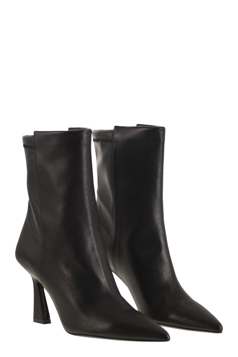 STUART WEITZMAN Elegant Leather Ankle Boot with Sculptural Heel 85mm