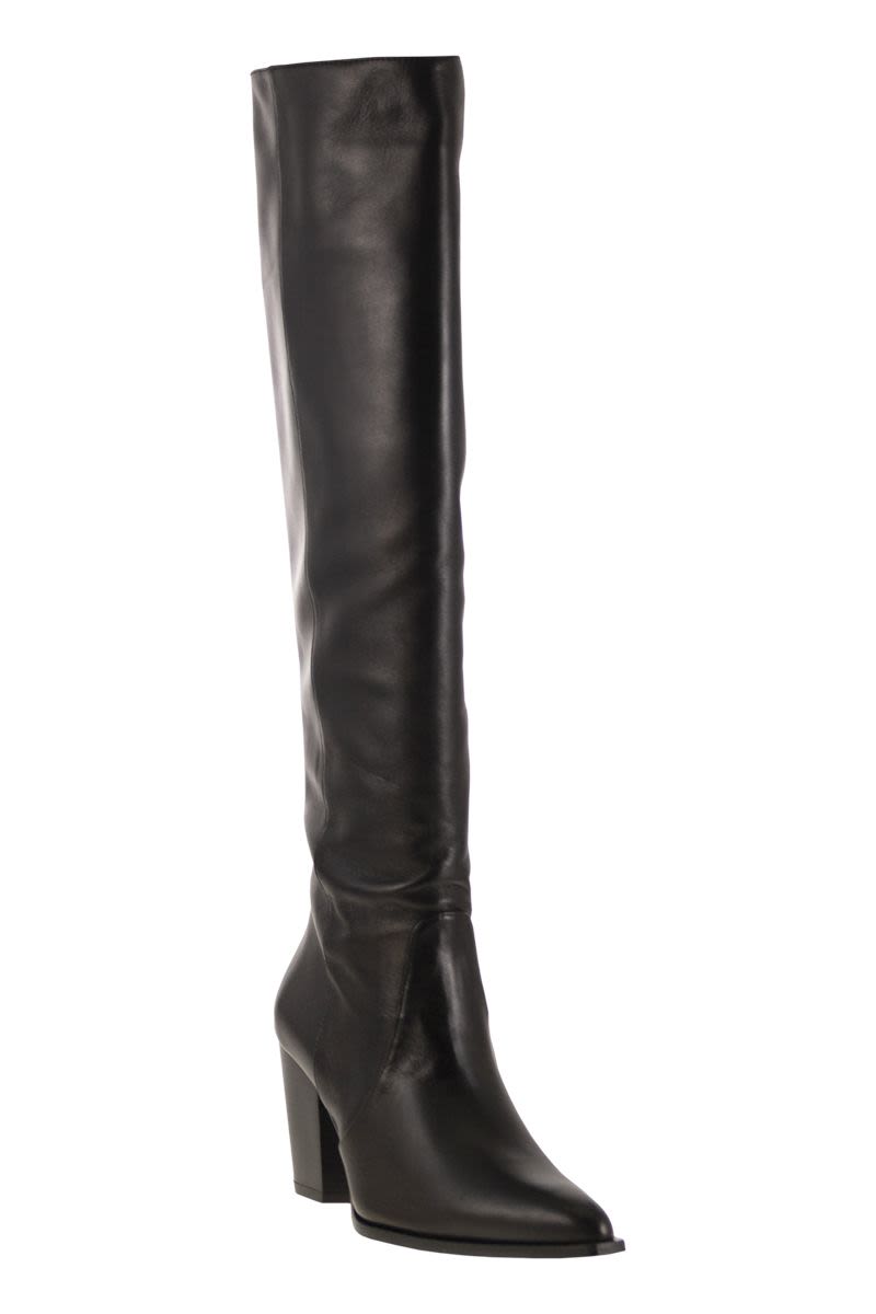 STUART WEITZMAN Mini Leather Boot with Cuban Heel