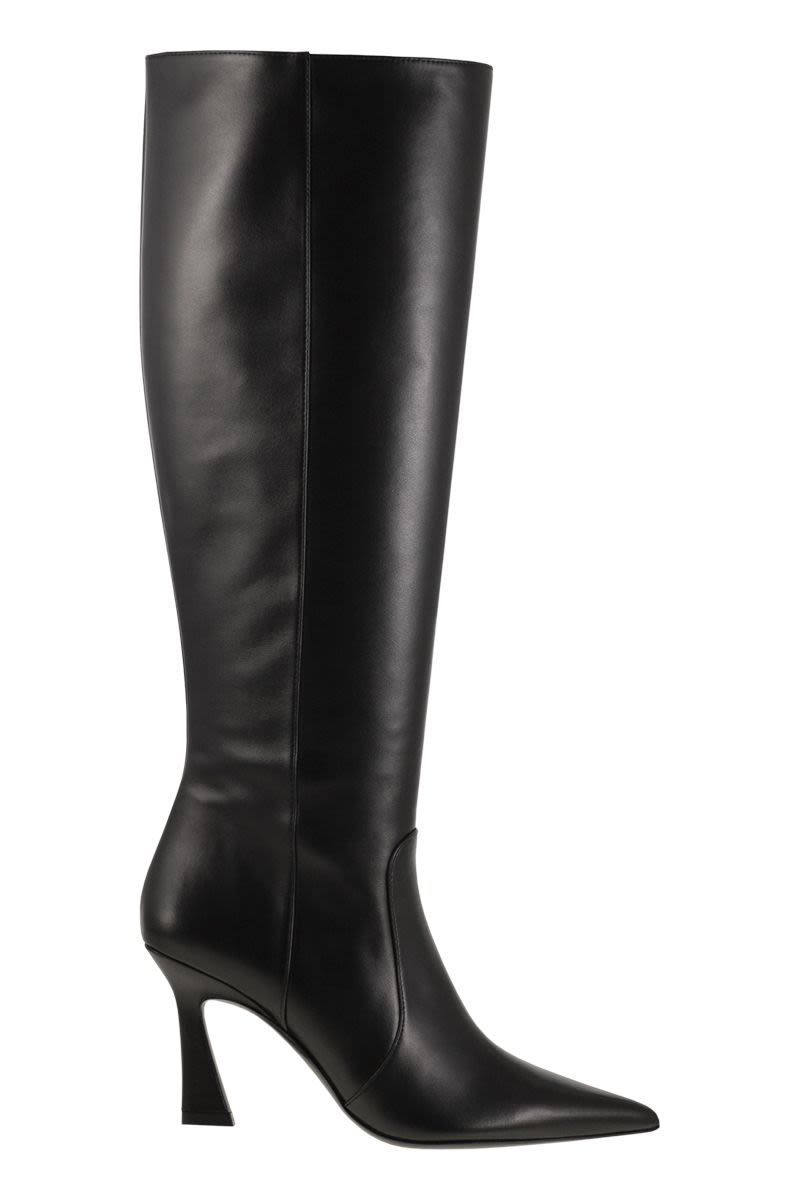STUART WEITZMAN Elegant Sculpted Heel Leather Boots - 85mm Height