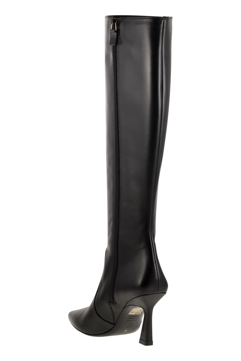 STUART WEITZMAN Elegant Sculpted Heel Leather Boots - 85mm Height