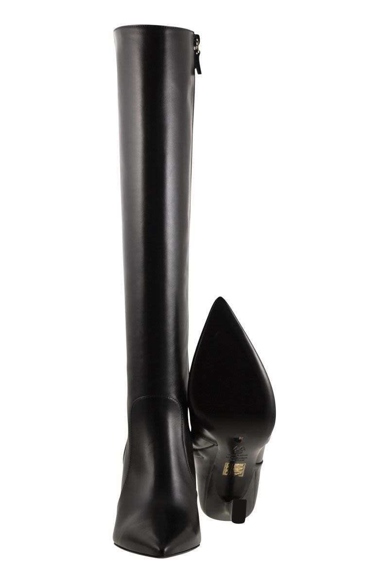 STUART WEITZMAN Elegant Sculpted Heel Leather Boots - 85mm Height