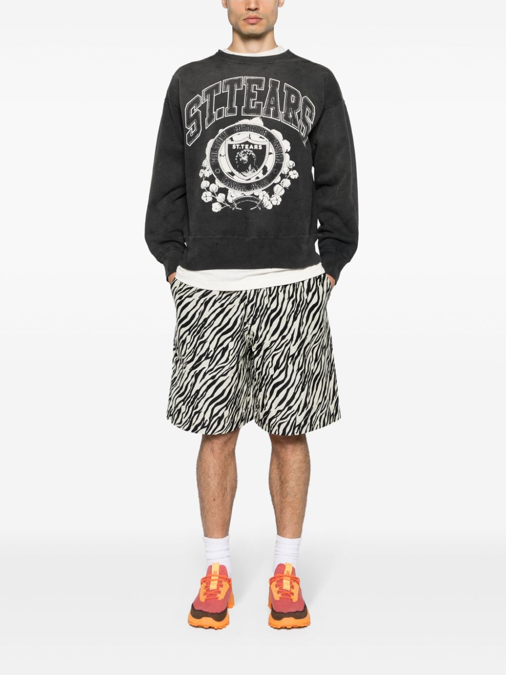 SAINT MXXXXXX Men's Lightweight Distressed Logo Sweatshirt