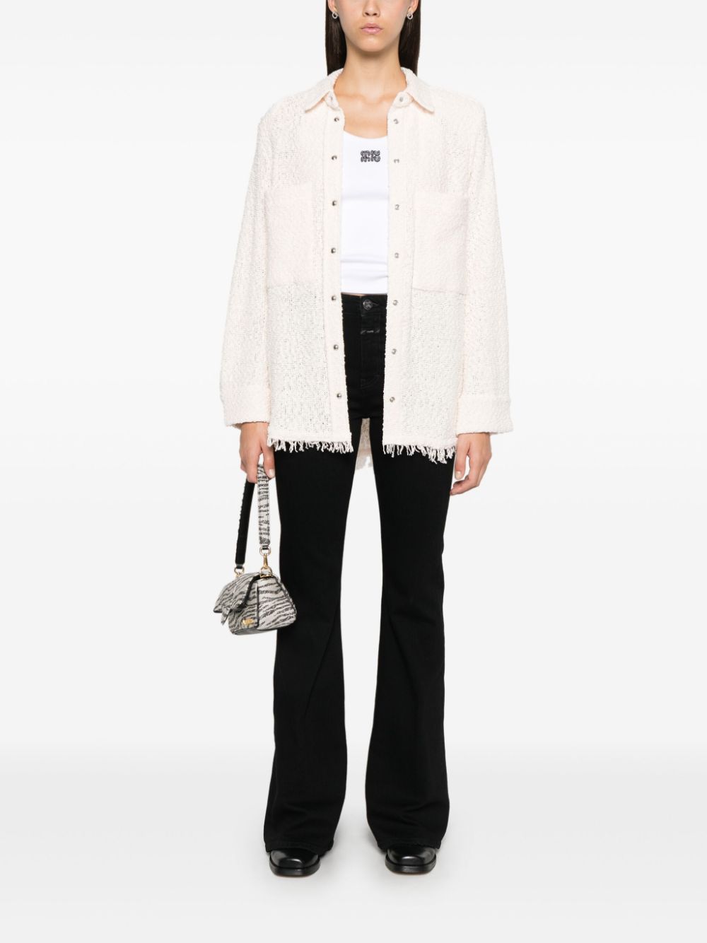 IRO Classic Tweed Bouclé Construction Front Shirt with Shoulder Pads