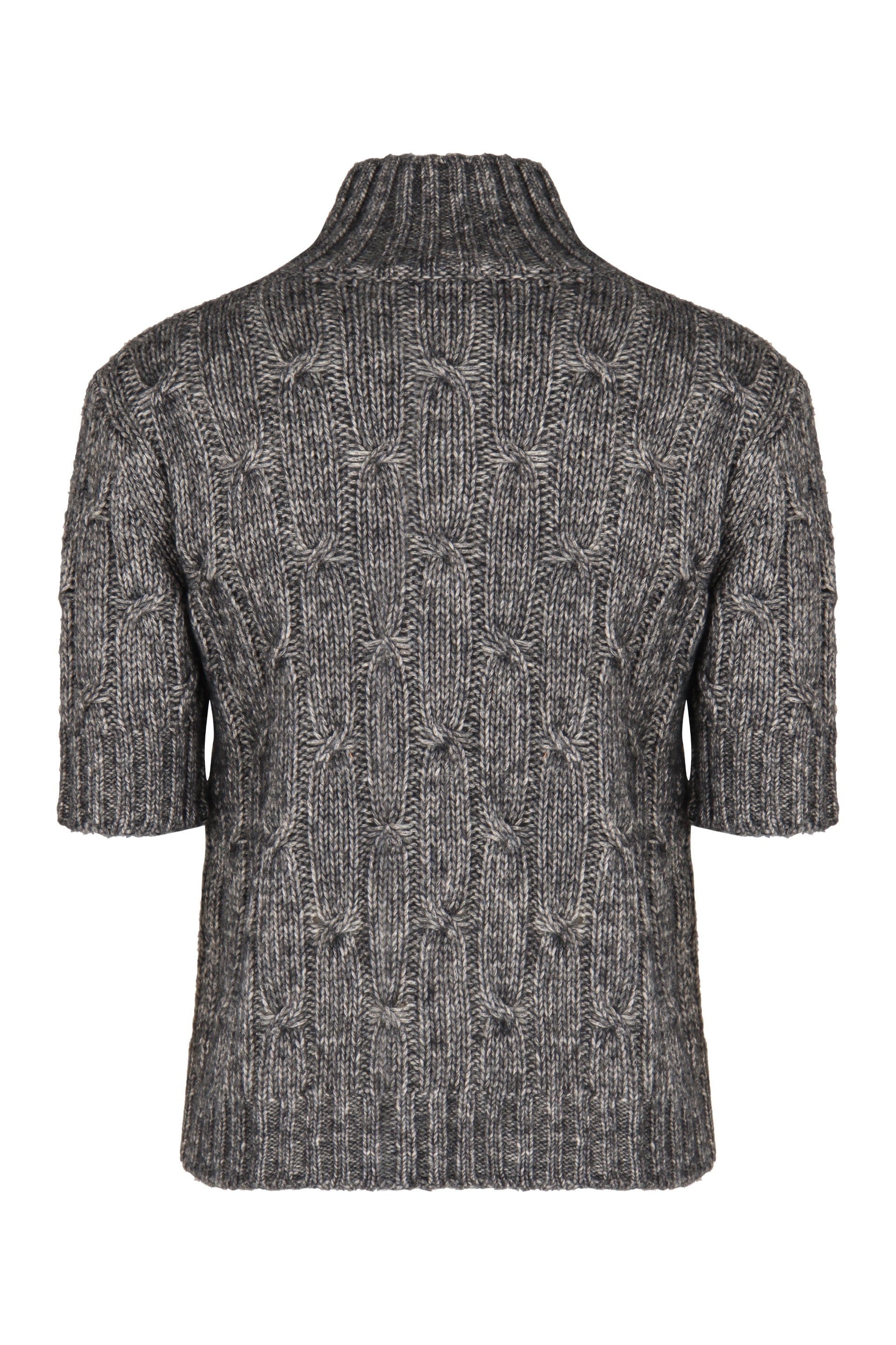 S MAX MARA Short Sleeve Sweater with Ribbed Knit Edges