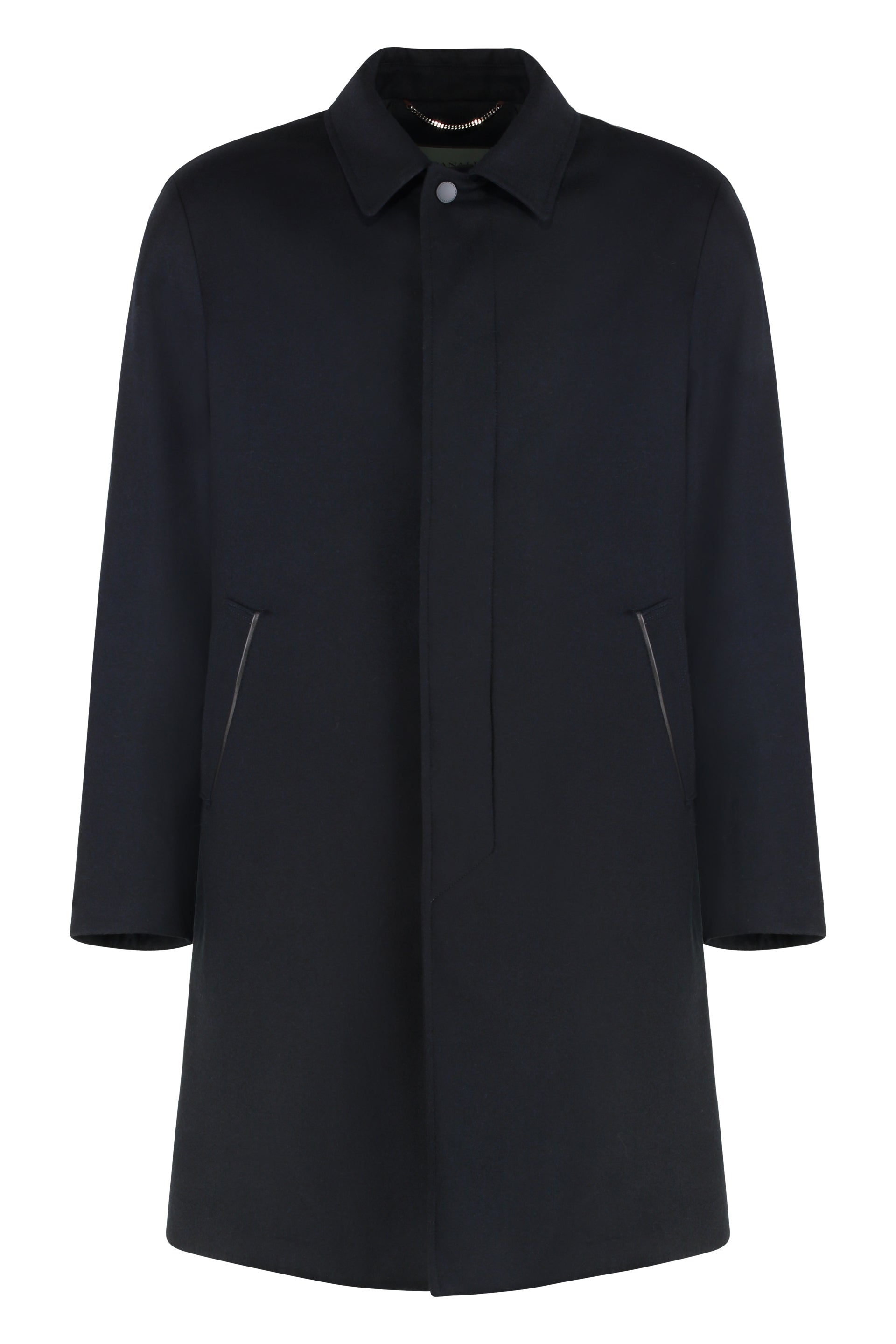 CANALI Wool Jacket with Leather Details
