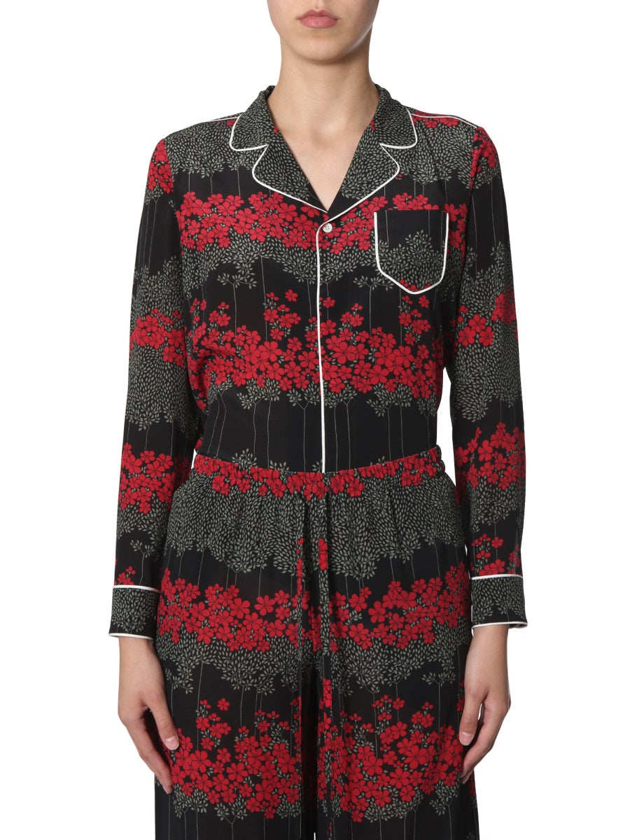 RED VALENTINO Dreamy Peony Print Classic Collar Shirt
