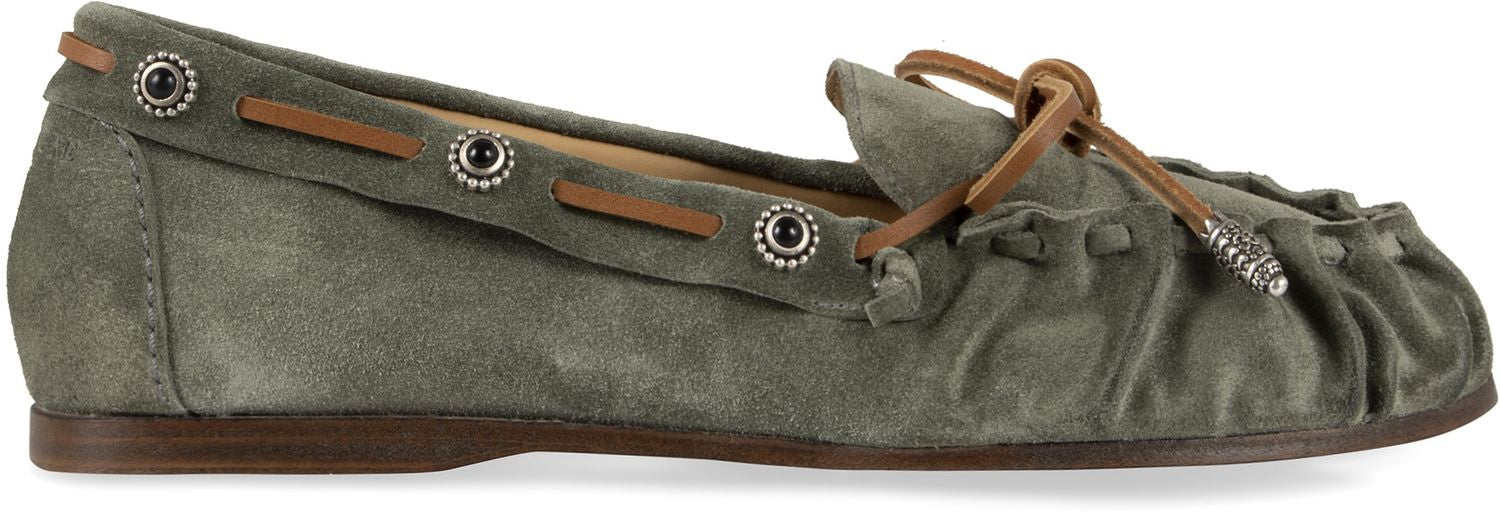 SARTORE Elegant Suede Loafers with Decorative Fringes