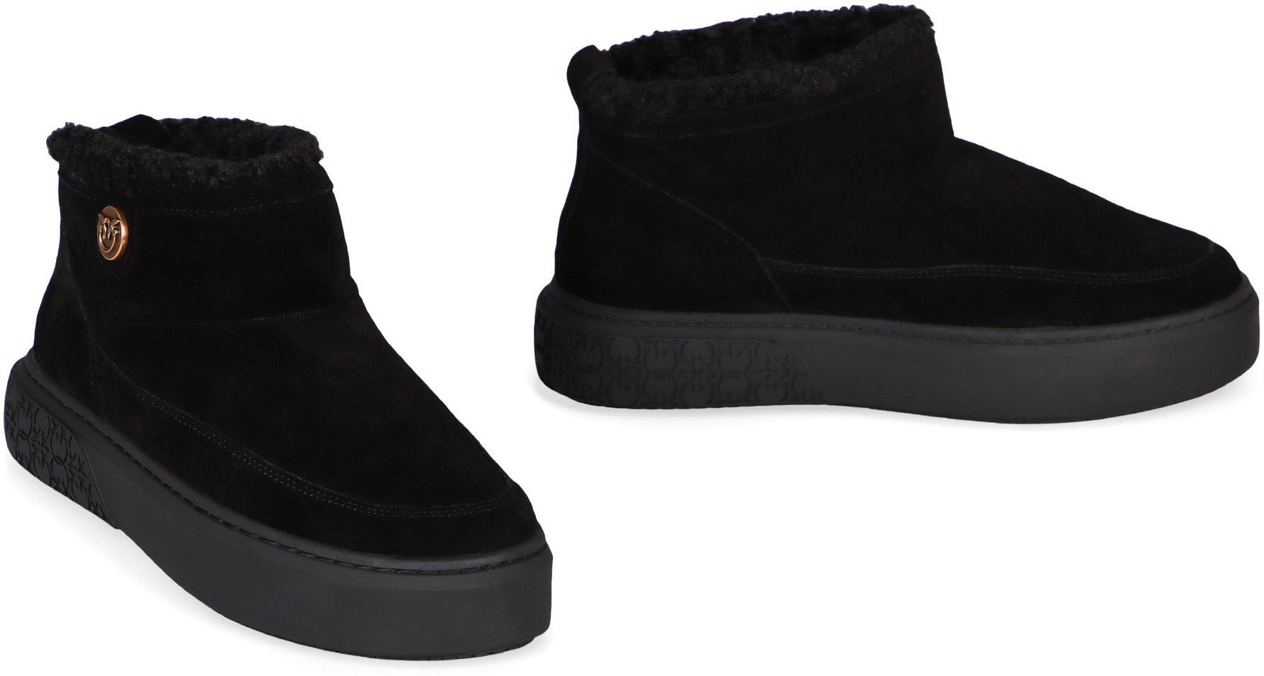 PINKO Suede Ankle Boots with Vegan Fur Lining - 4 cm Platform