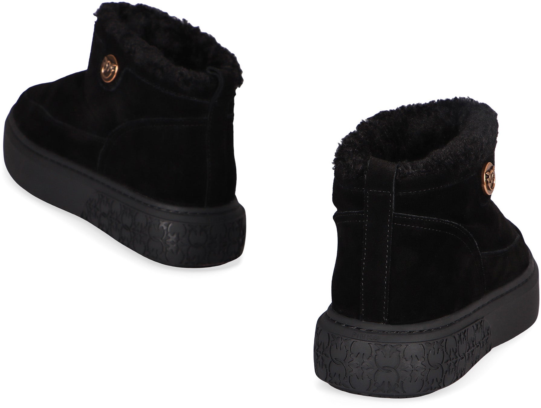 PINKO Suede Ankle Boots with Vegan Fur Lining - 4 cm Platform