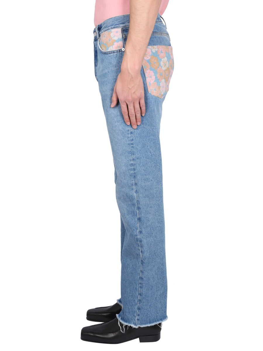 SÉFR Floral Button Closure Jeans for Men - Straight Cut