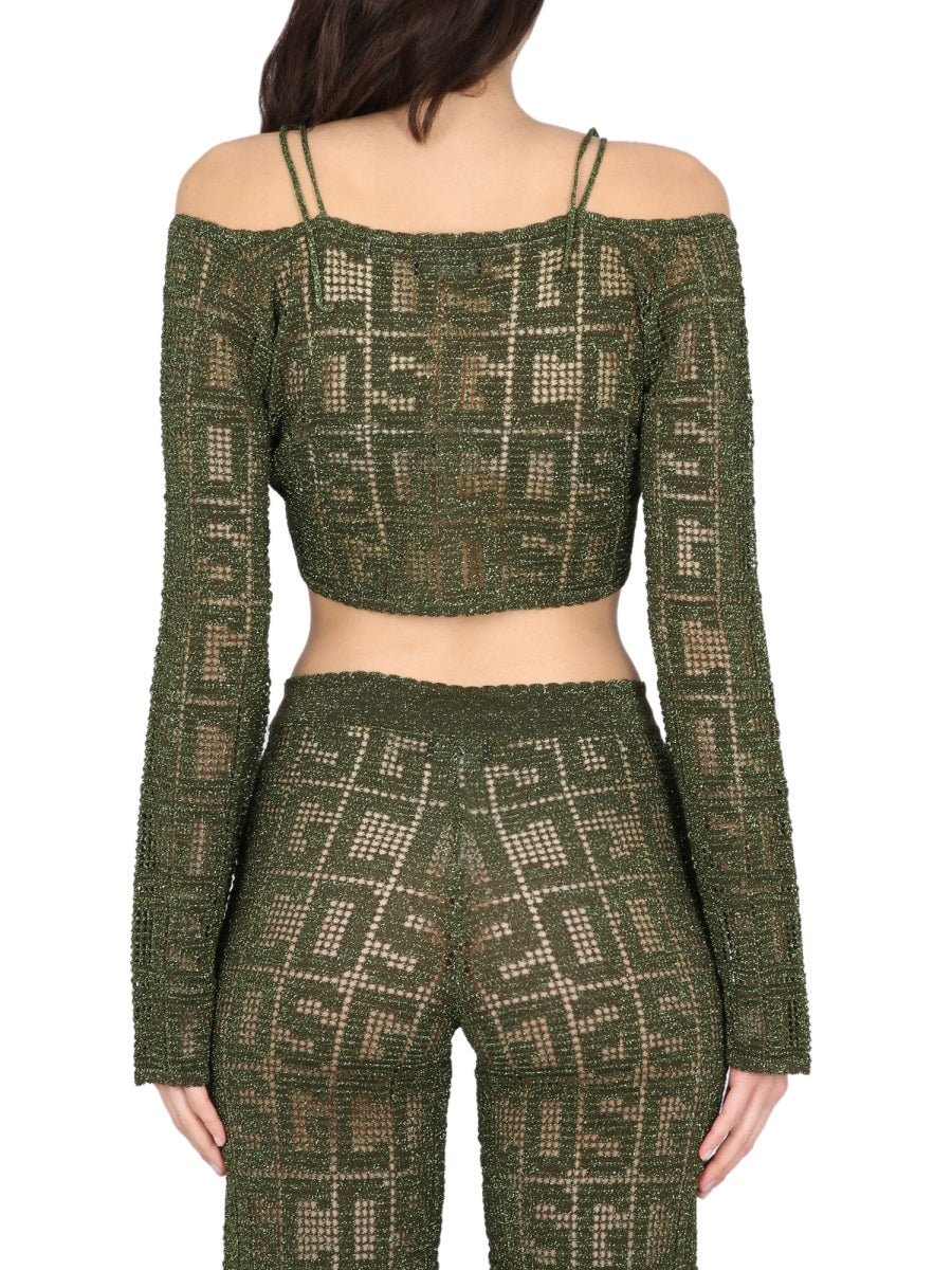 GCDS Monogram Macrame Top with Adjustable Drawstring Closure