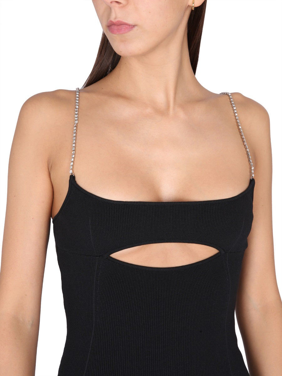 GCDS Elegant Mini Dress with Stone Chain Straps